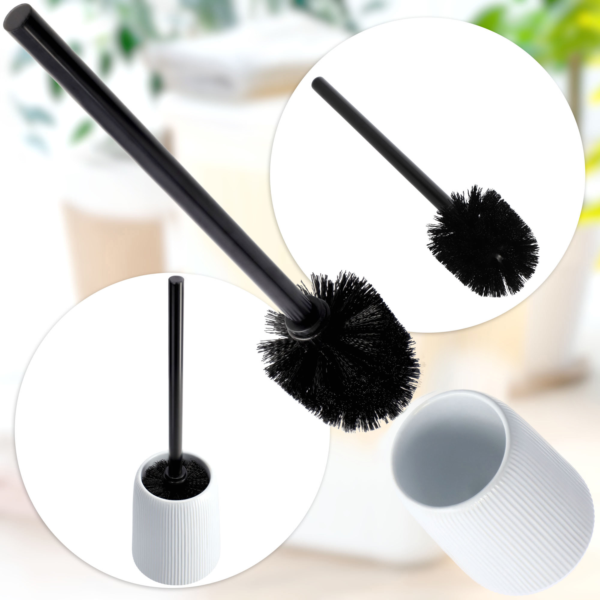 Zestaw łazienkowy Mataro szczotka do WC + dozownik na mydło, biały