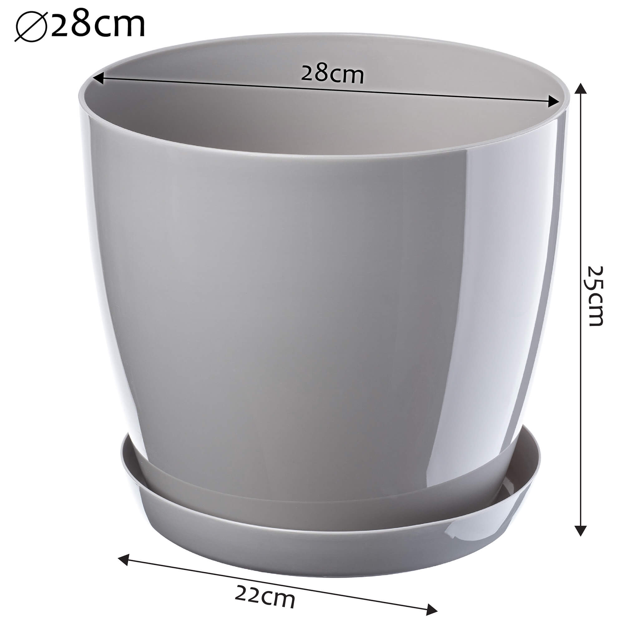 Doniczka Agen z podstawką 28 cm, szara