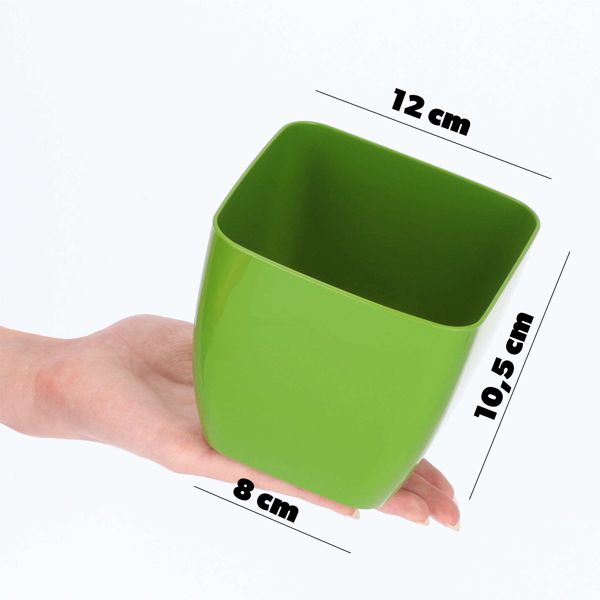 Doniczka kwadratowa Borgo 12 cm, zielona