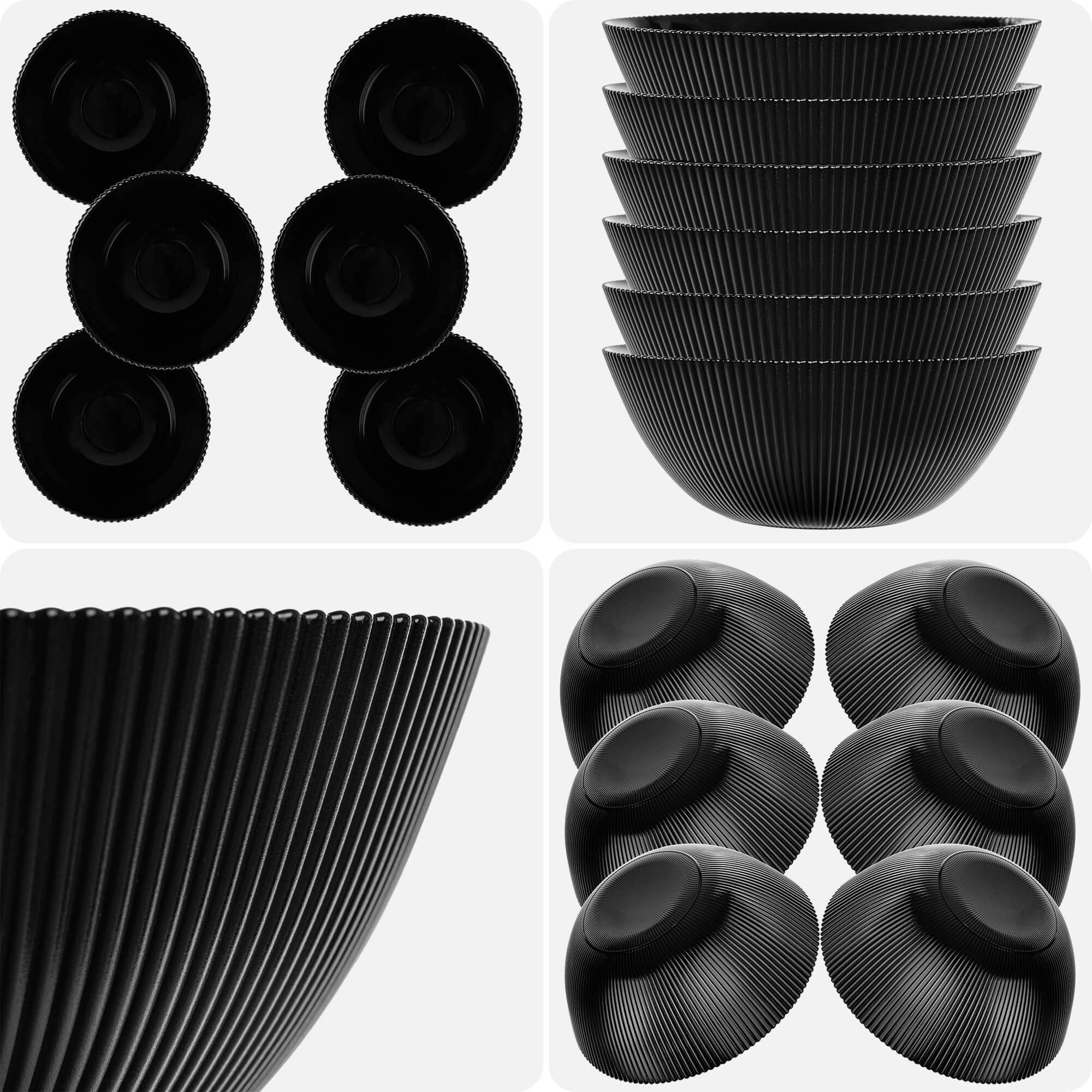 Salaterka szklana Regno 20.3 cm czarna 6 szt.