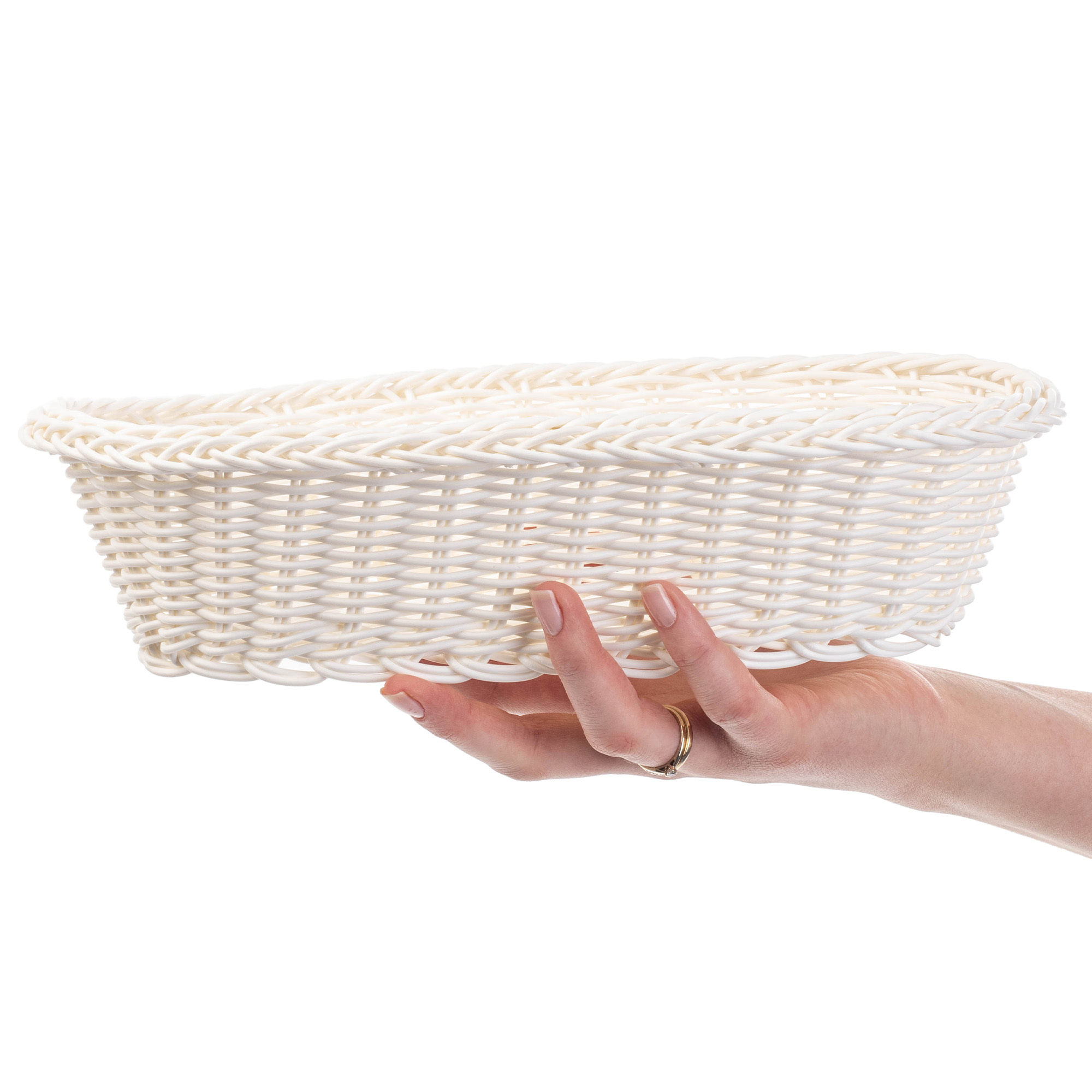 Koszyk pleciony Arezzo podłużny, kremowy