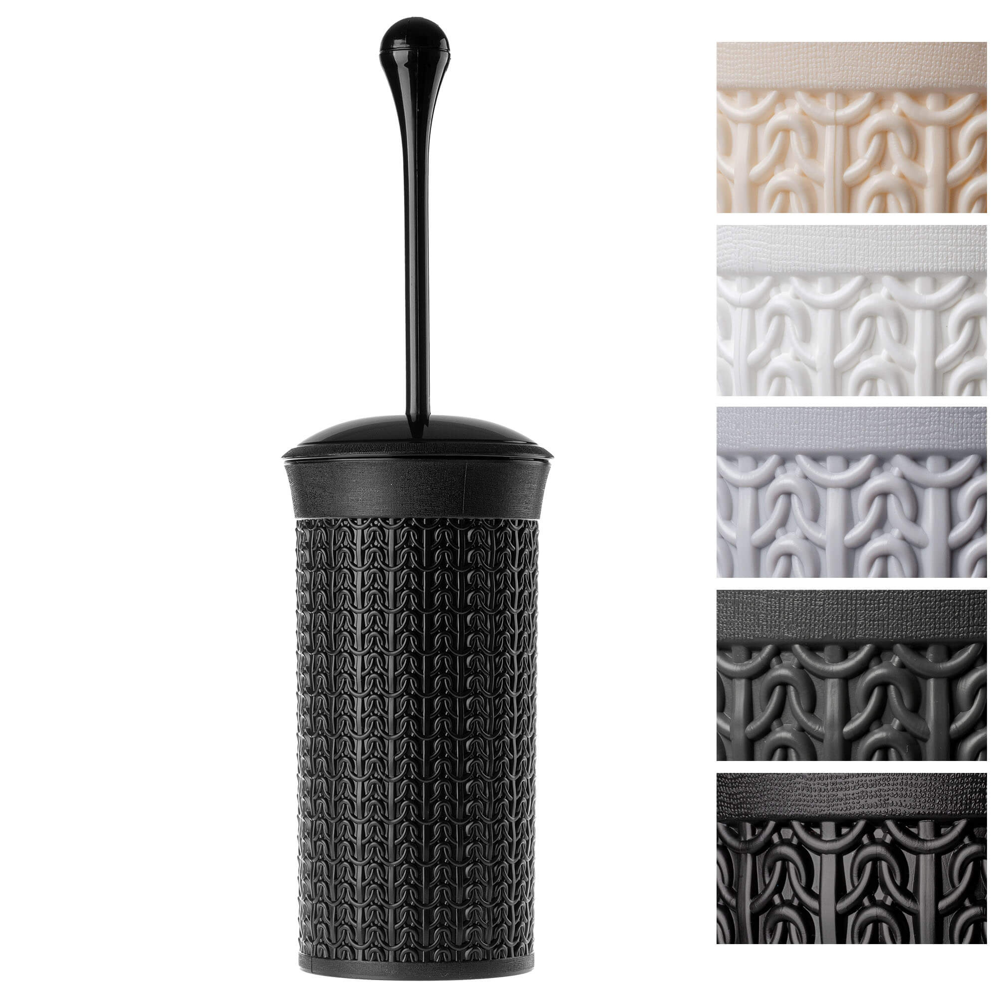 Szczotka do WC z pojemnikiem Linxe, 40 cm, czarna