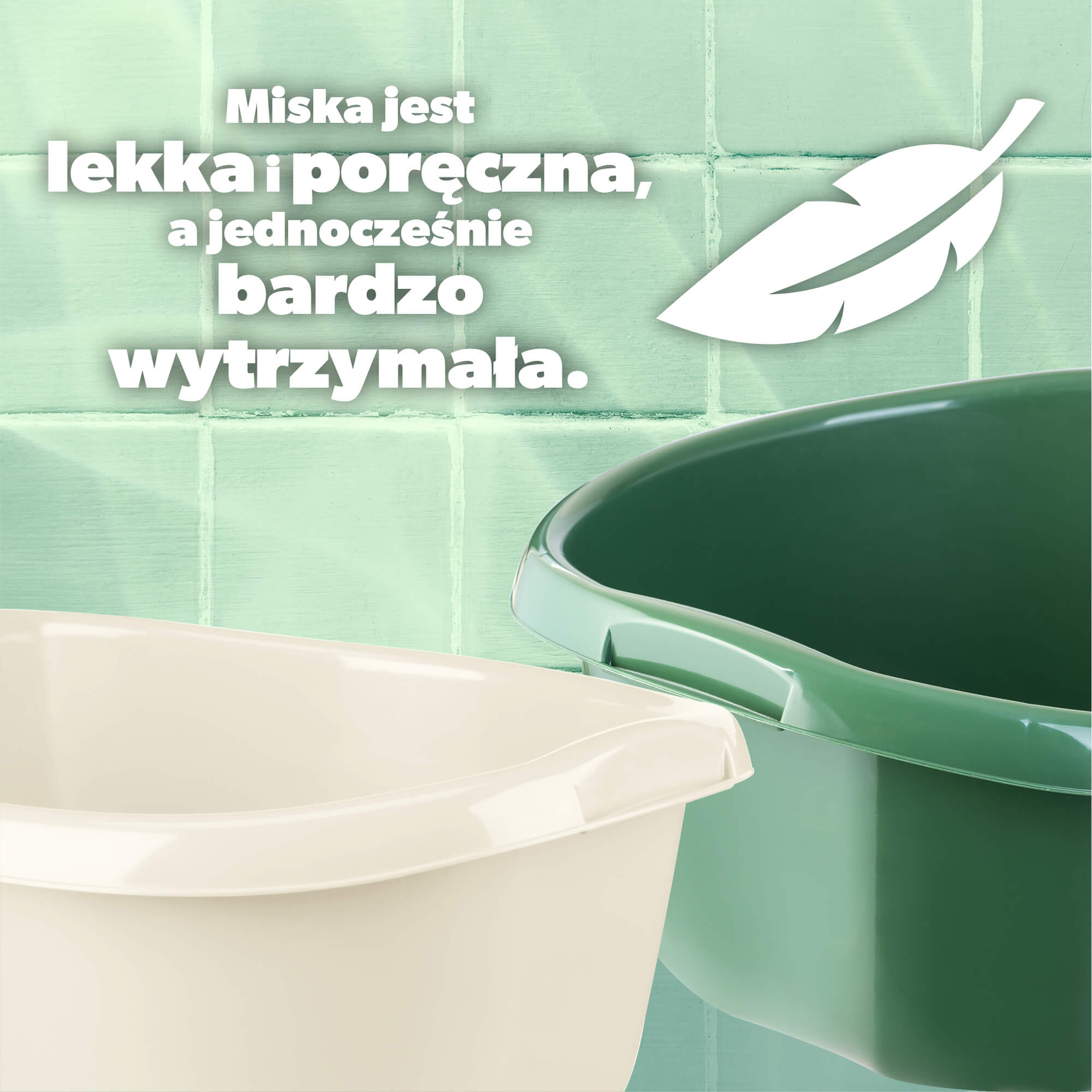 Miednica plastikowa z uchwytami 30L, kremowa