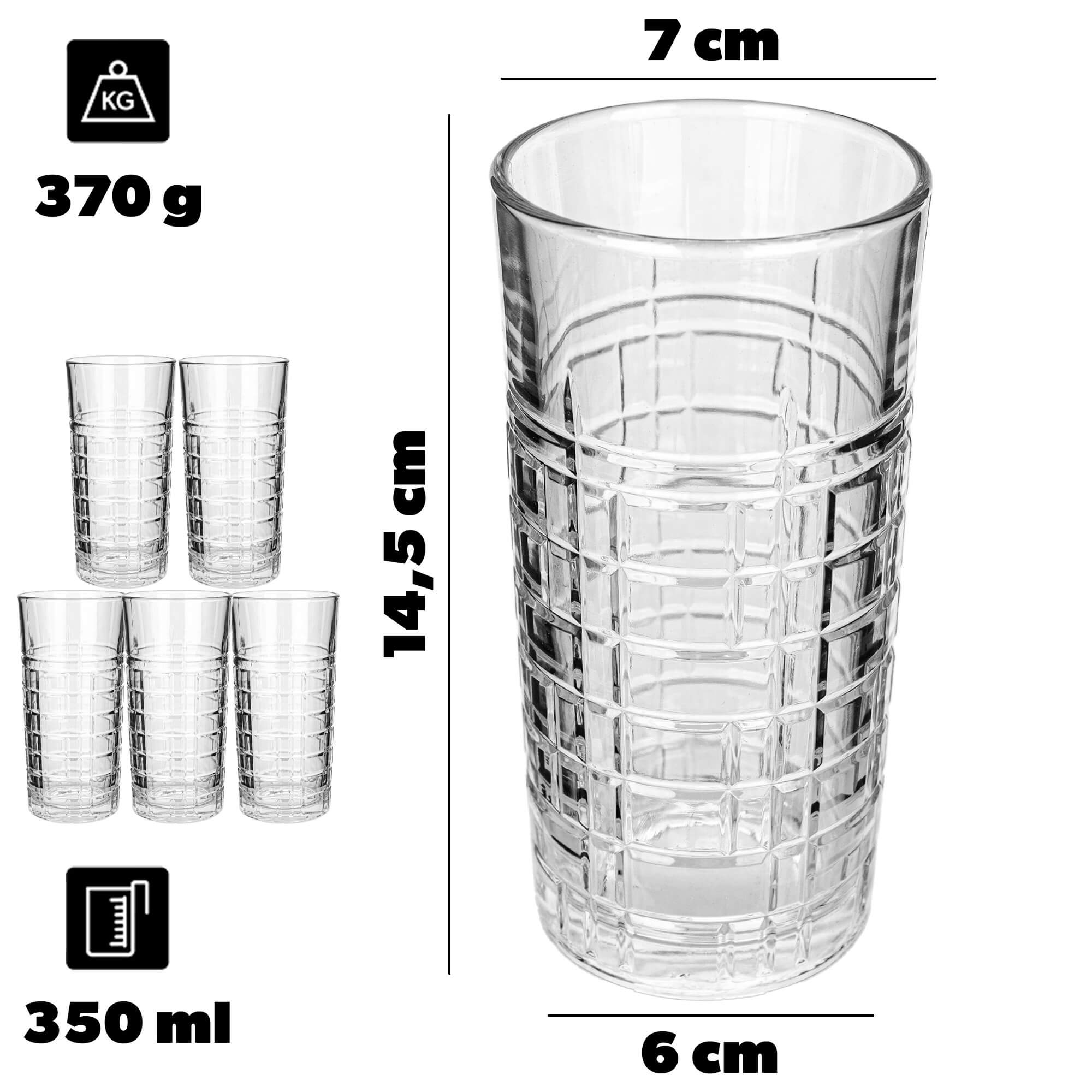 Szklanka wysoka do napojów Vion 350ml 6 szt.