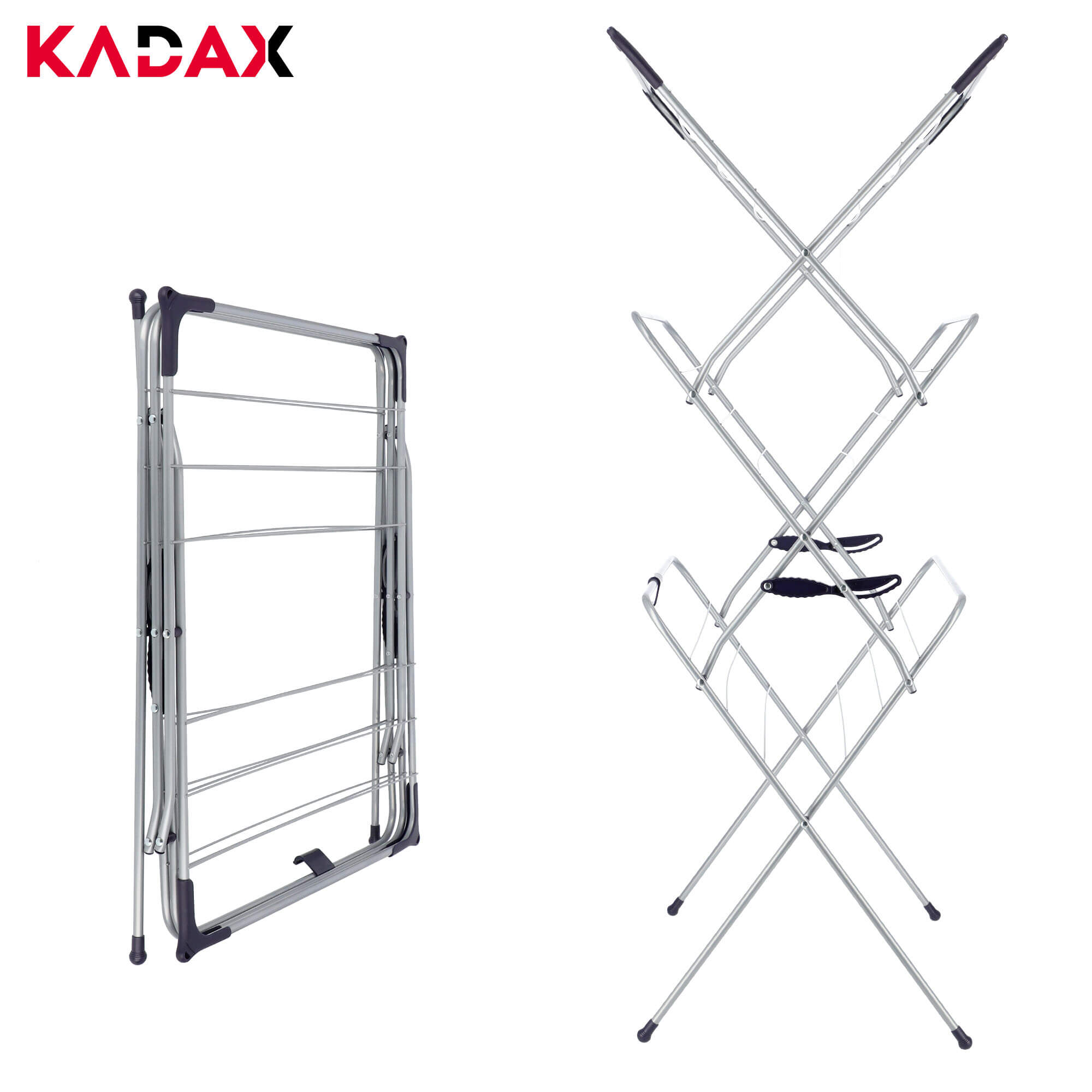 Składana suszarka pionowa na pranie 62 cm, srebrna