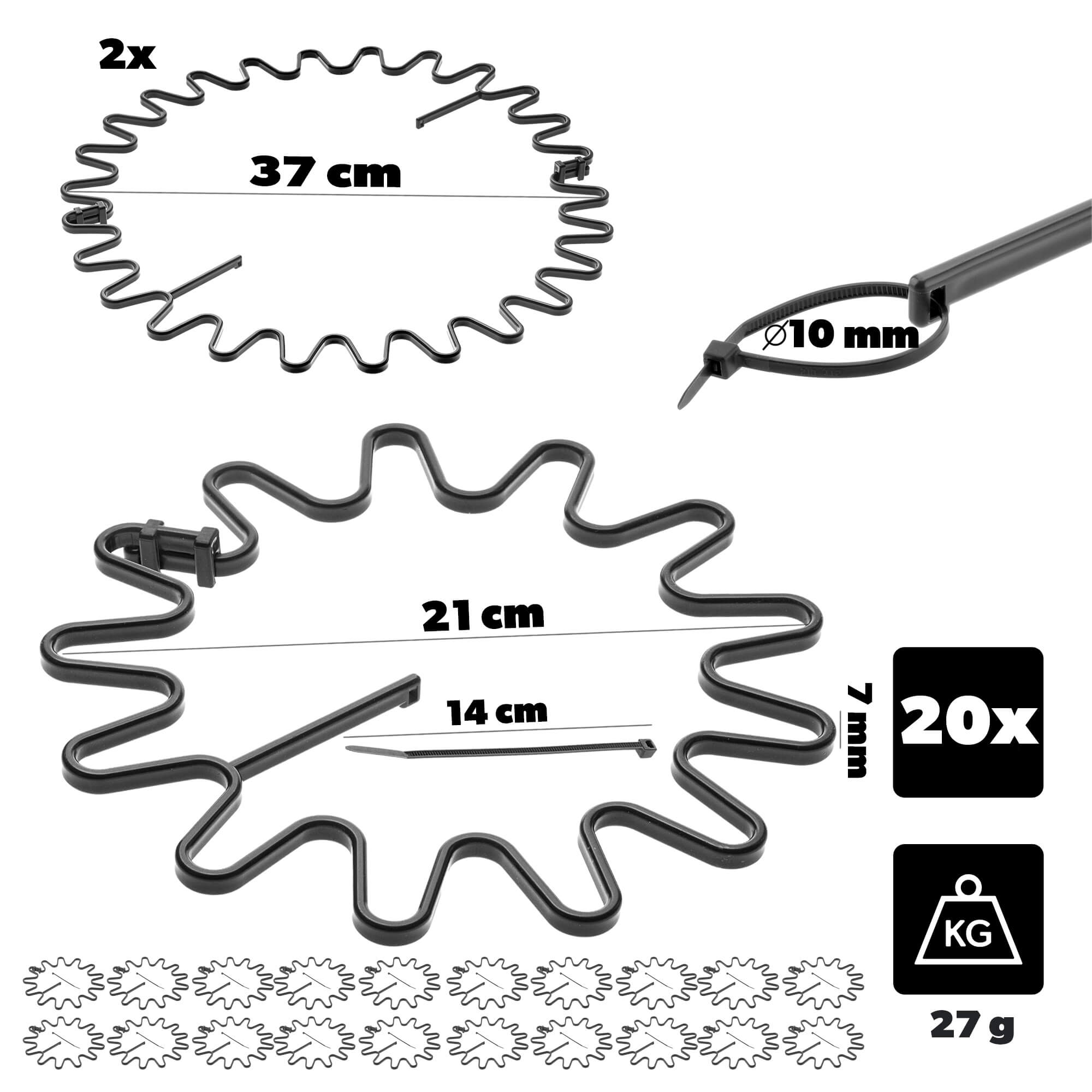 Obejma do roślin Montlaur z opaską zaciskową 21 cm czarna 20 szt.