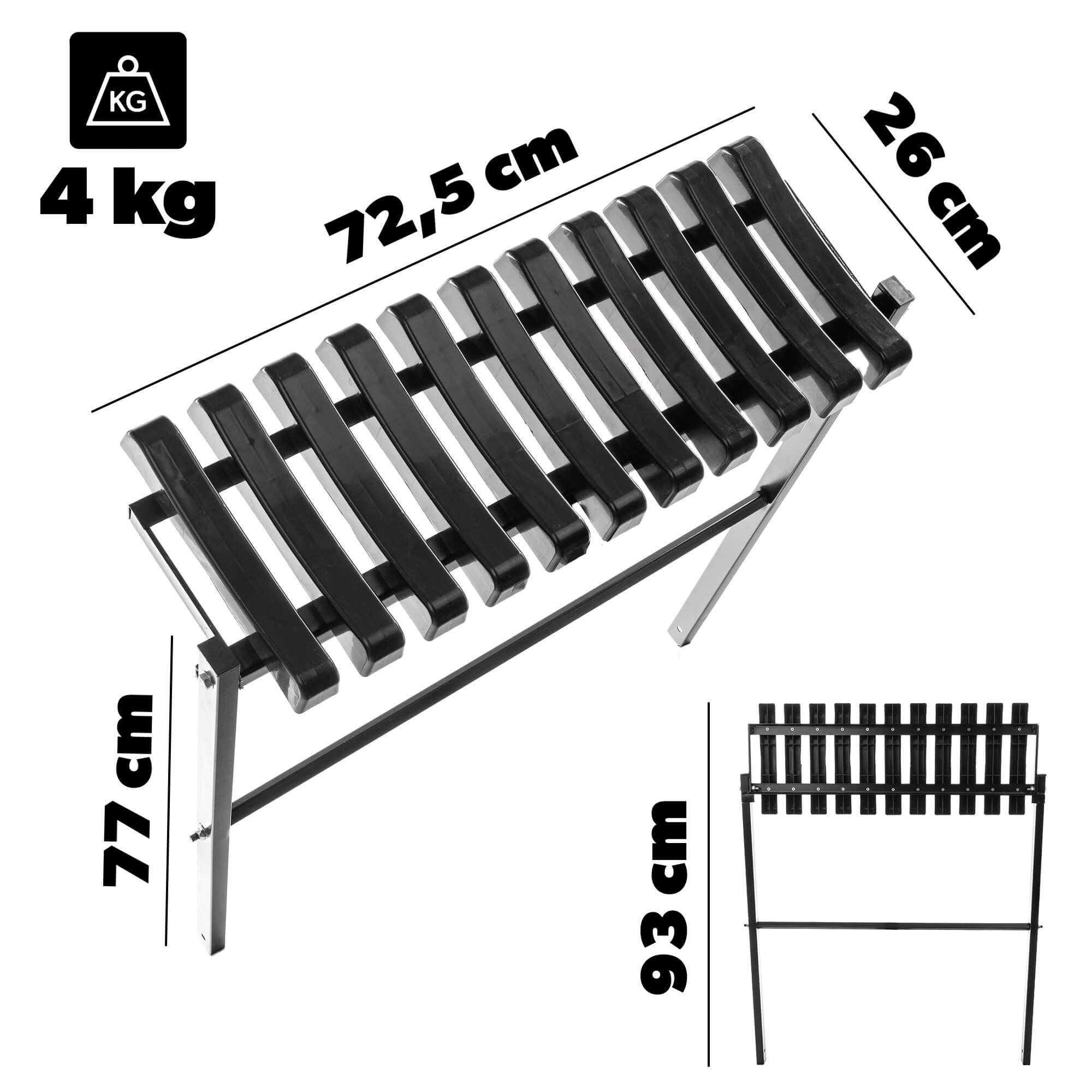 Ławka cmentarna składana Vernon 77x72,5cm czarna