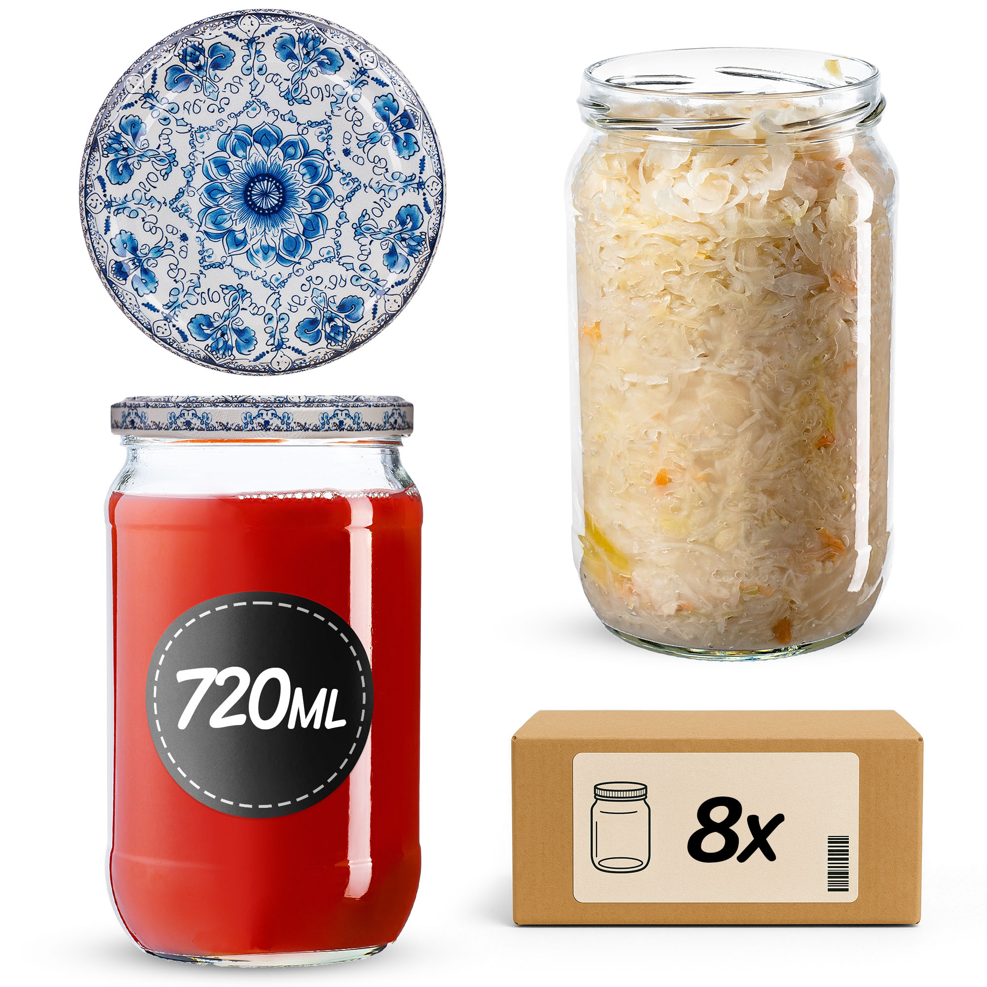 Słoiki na przetwory Niva 720ml fi82mm 8szt + wieczko Ceramics 2