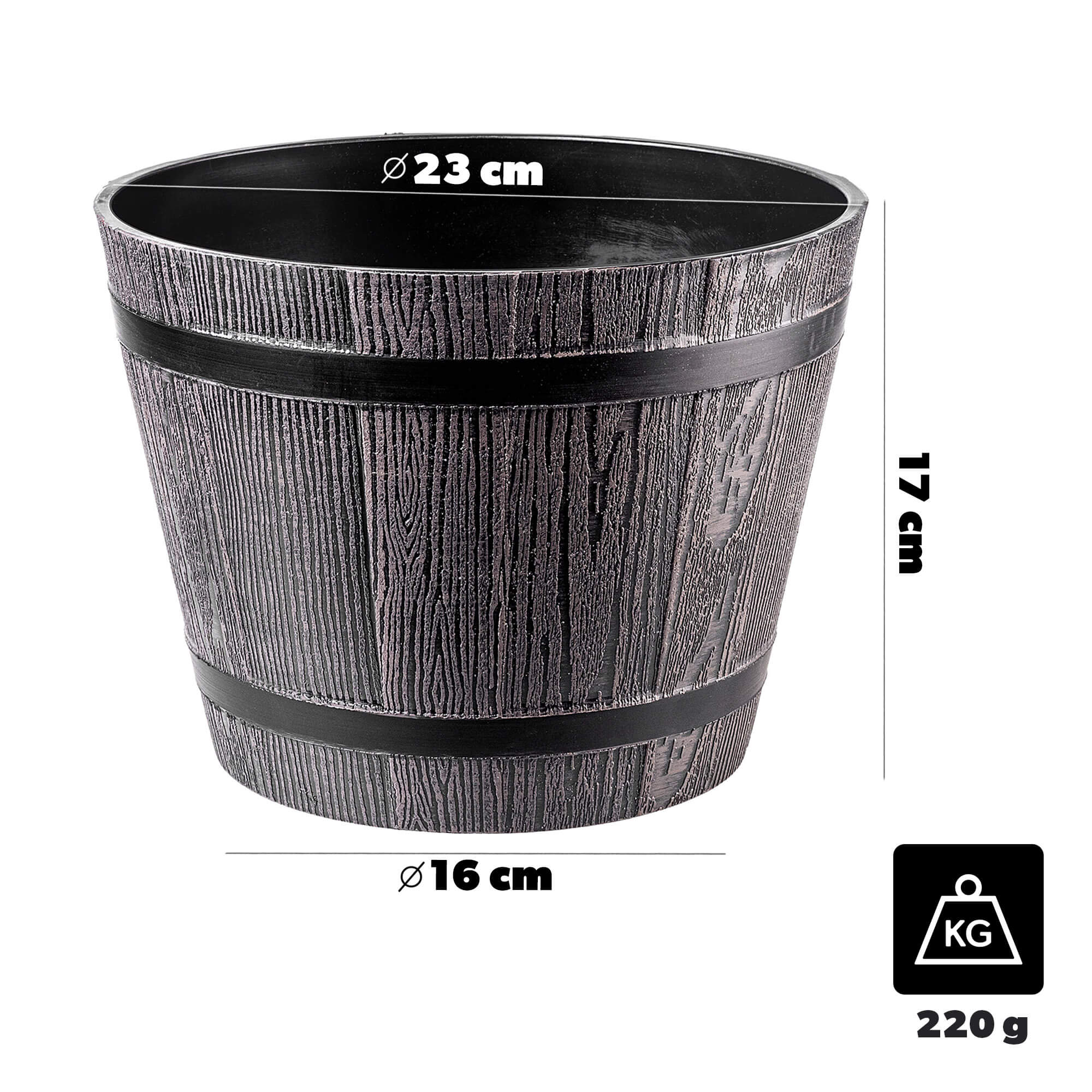 Donica na kwiaty Sori 23 cm, ciemny brąz
