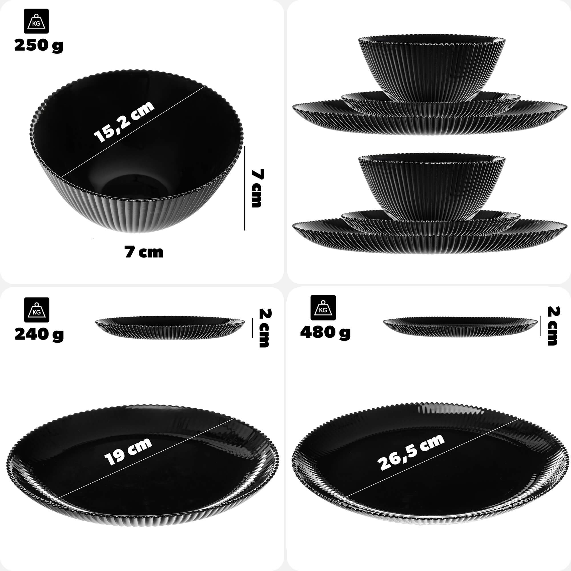 Zestaw obiadowy Regno czarny 2 komplety