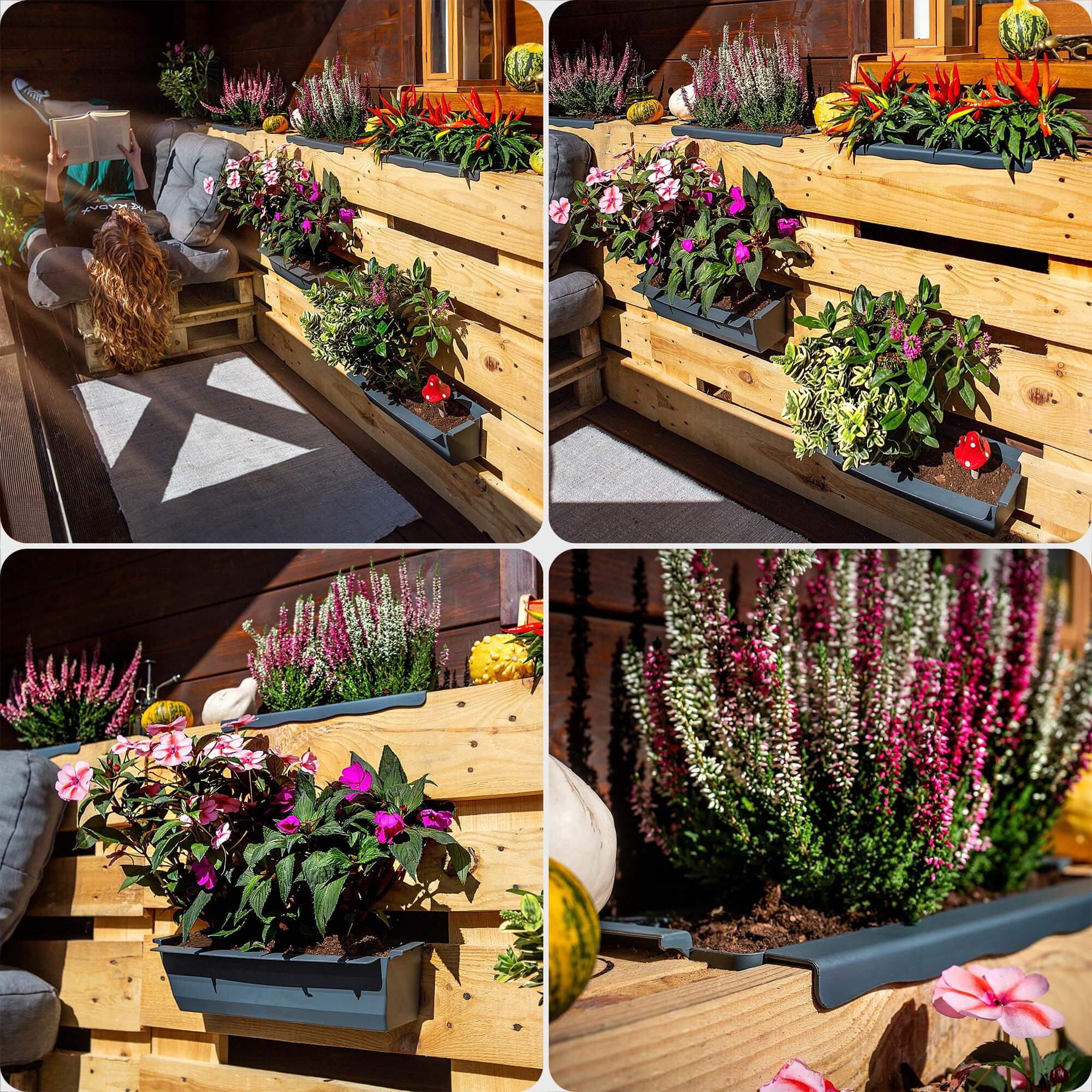 Doniczka do europalet Veere 40.5 cm antracytowa 10 szt.