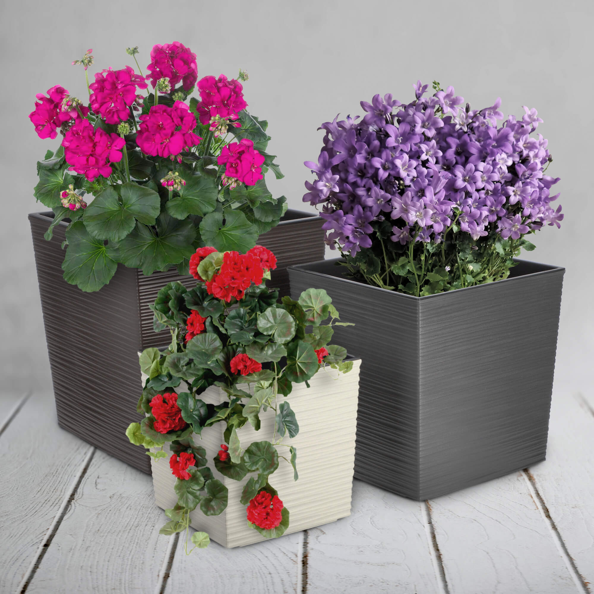 Donica na kwiaty Tres z wkładem dłuto 19 cm, mokka