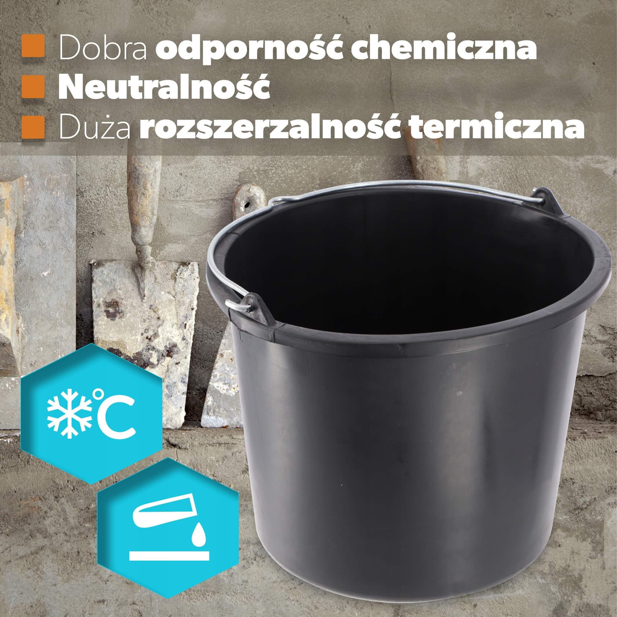 Wiadro budowlane Bado czarne 5L, 20 szt.