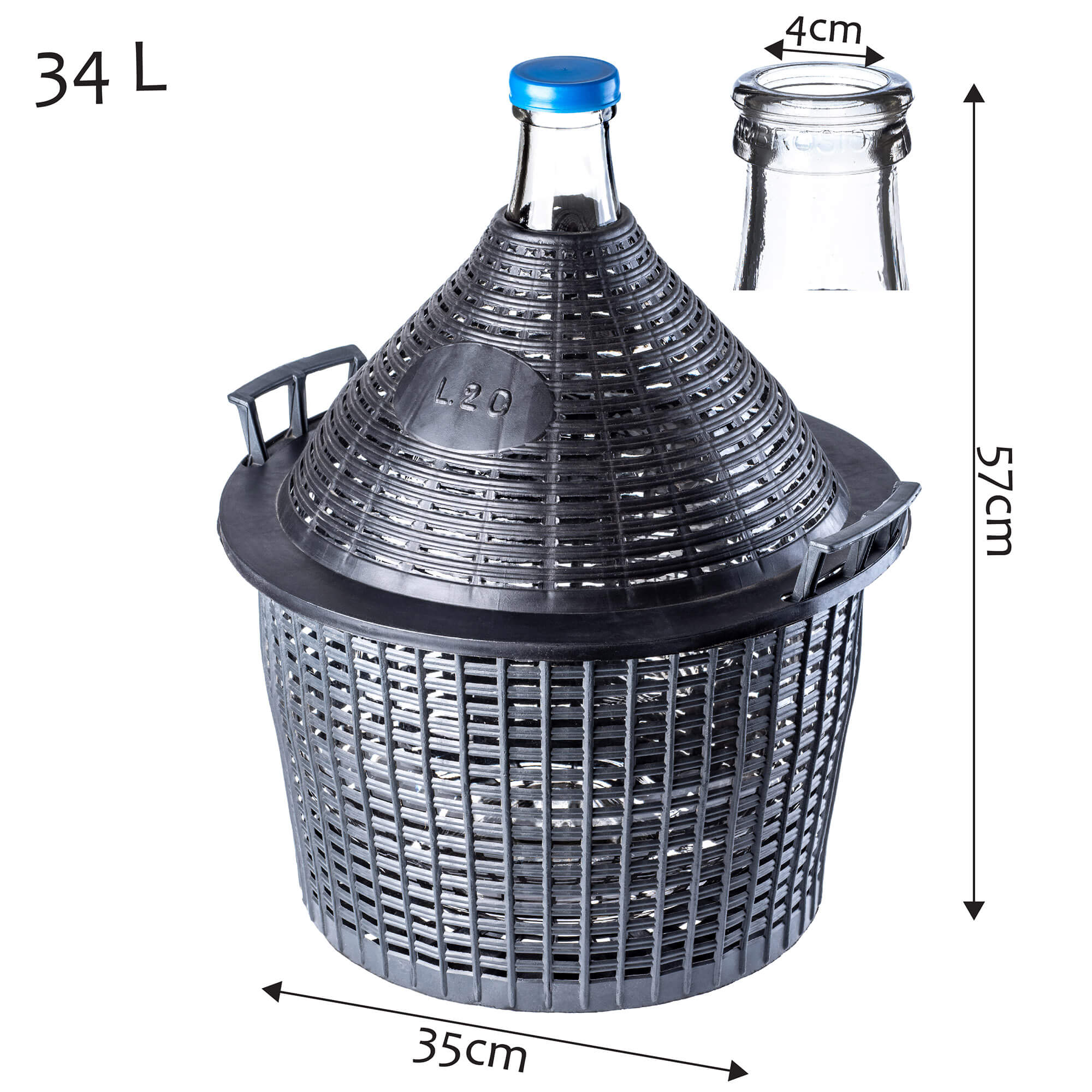 Zestaw winiarski balon 34L + korek nr.4 + plastikowa rurka