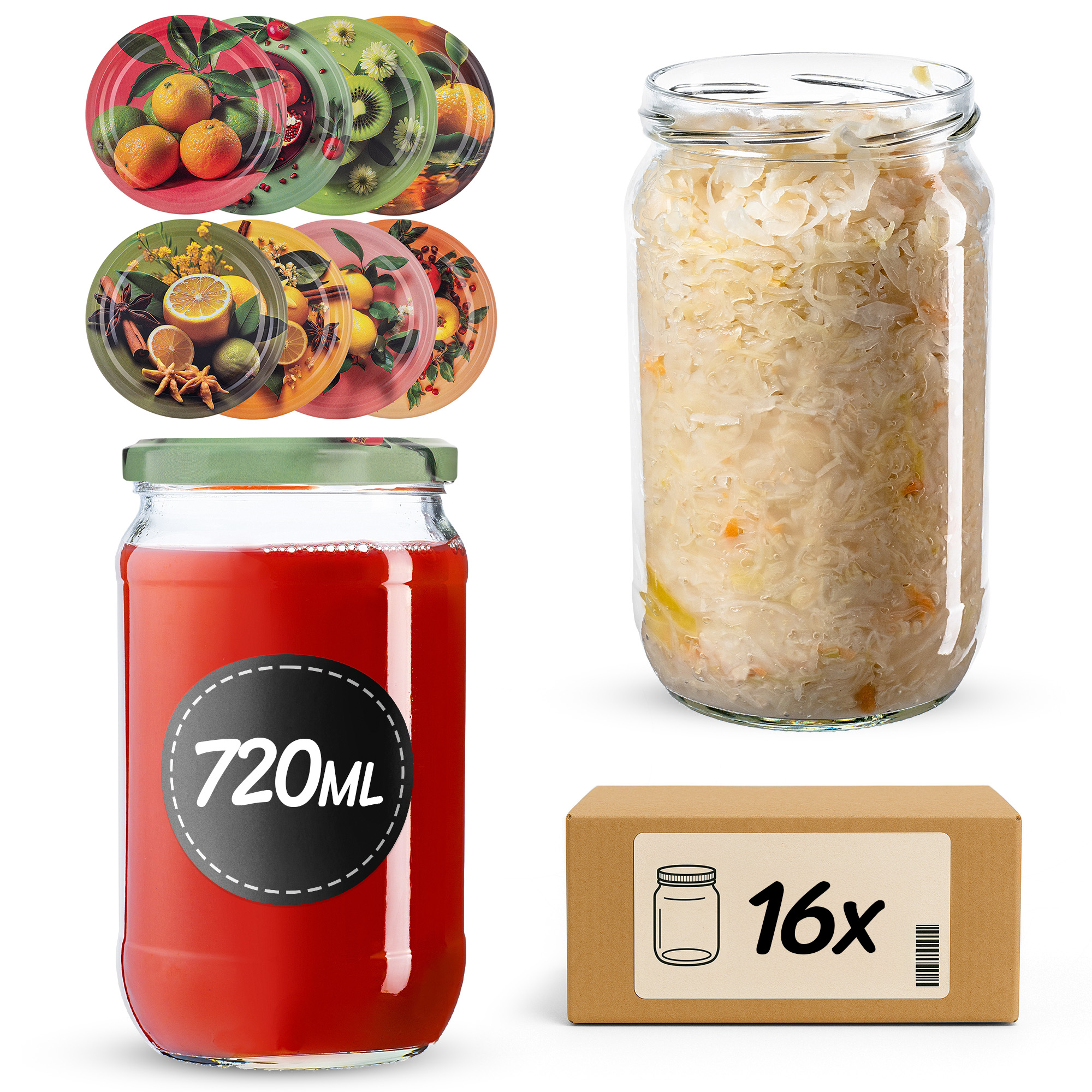 Słoiki na przetwory Niva 720ml fi82mm 48szt + wieczko Egzotyczne owoce