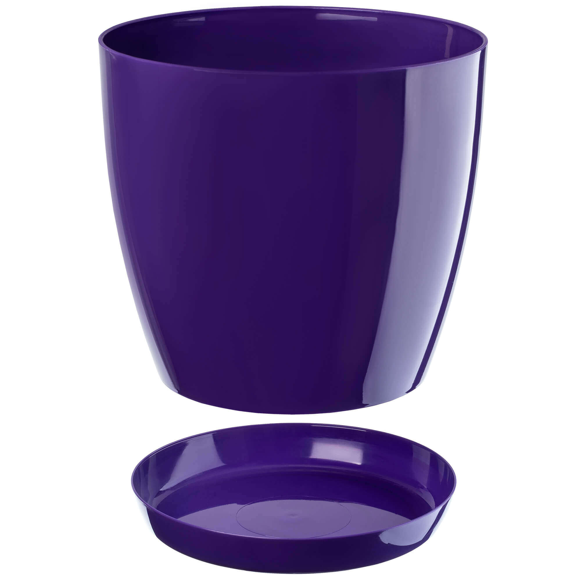 Doniczka na kwiaty z podstawką 14 cm, fioletowa