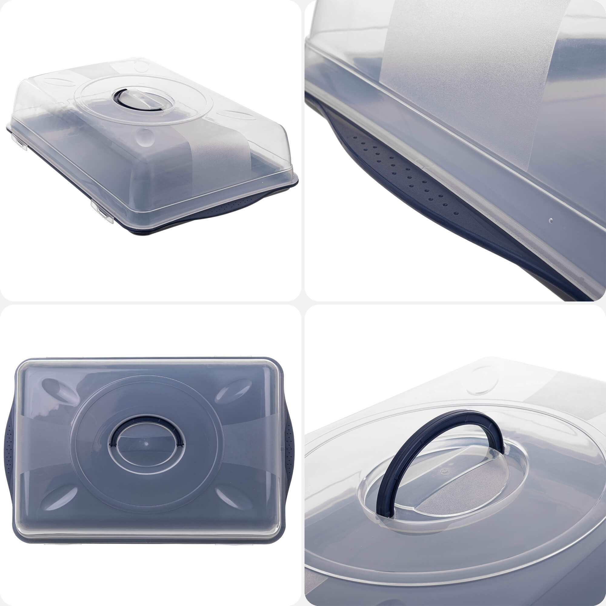 Pojemnik na ciasto z pokrywą Caldaie 46 x 30 cm niebieski