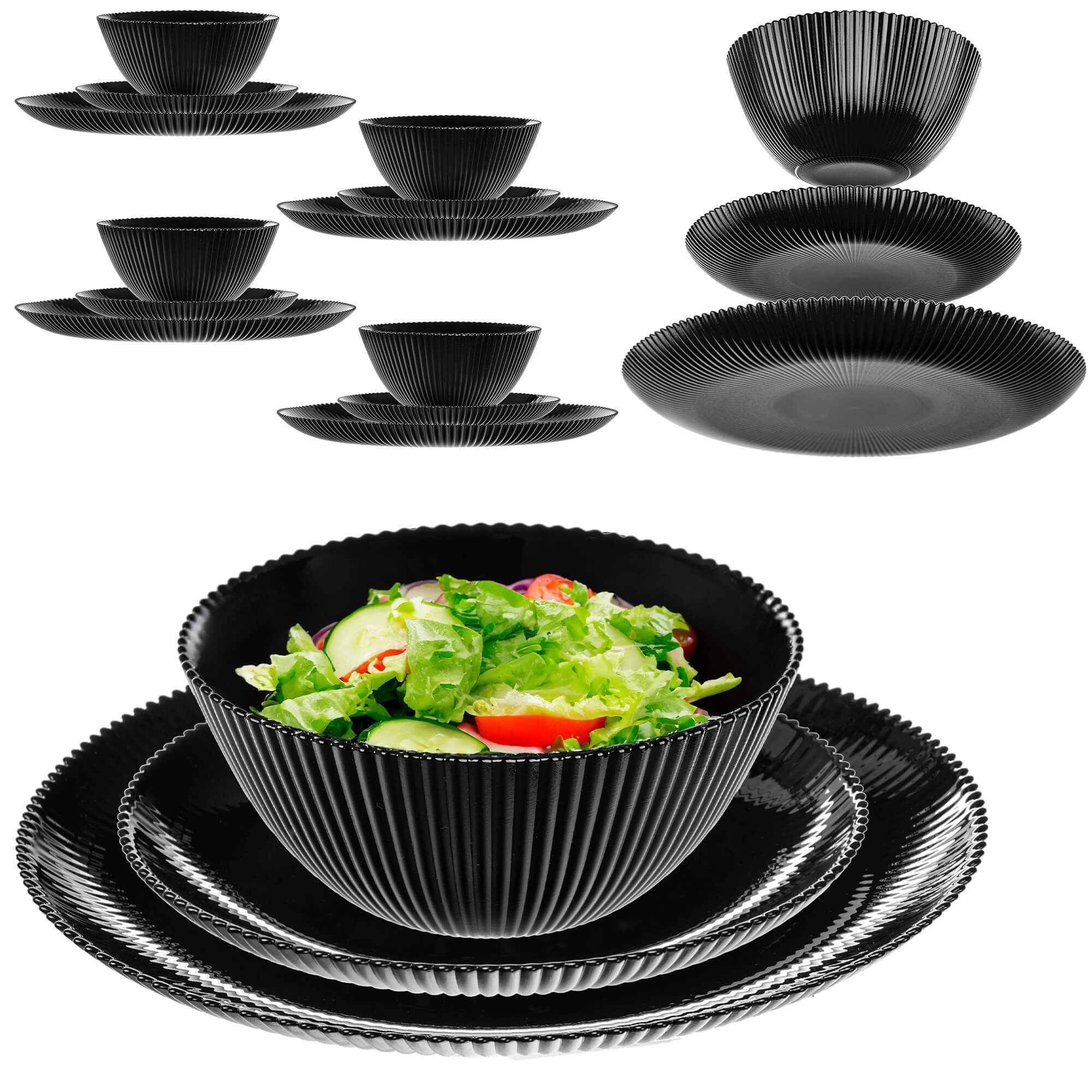 Zestaw obiadowy Regno czarny 4 komplety