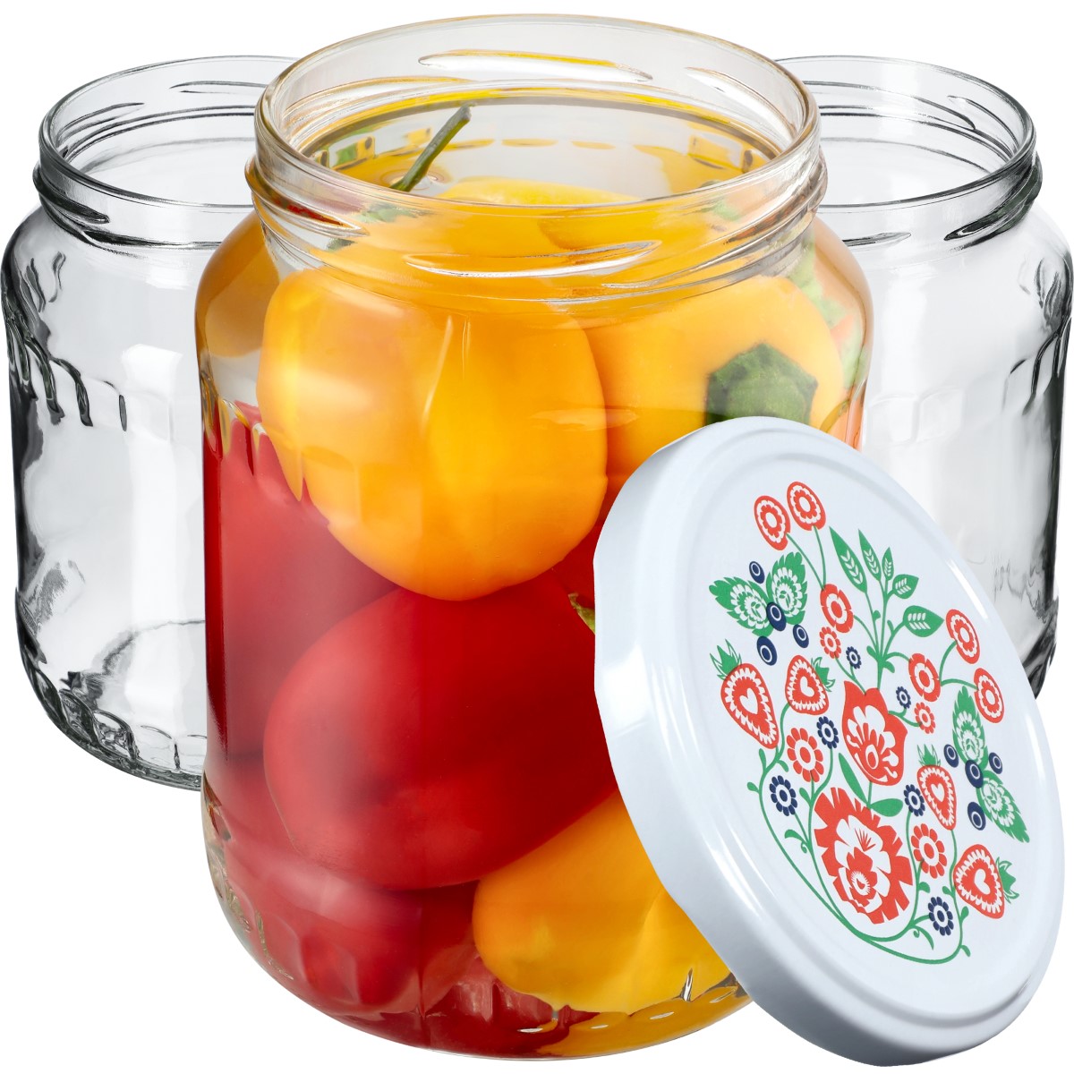 Słoiki na przetwory Jukka 720ml 8szt 82mm + wieczka "Folklor"