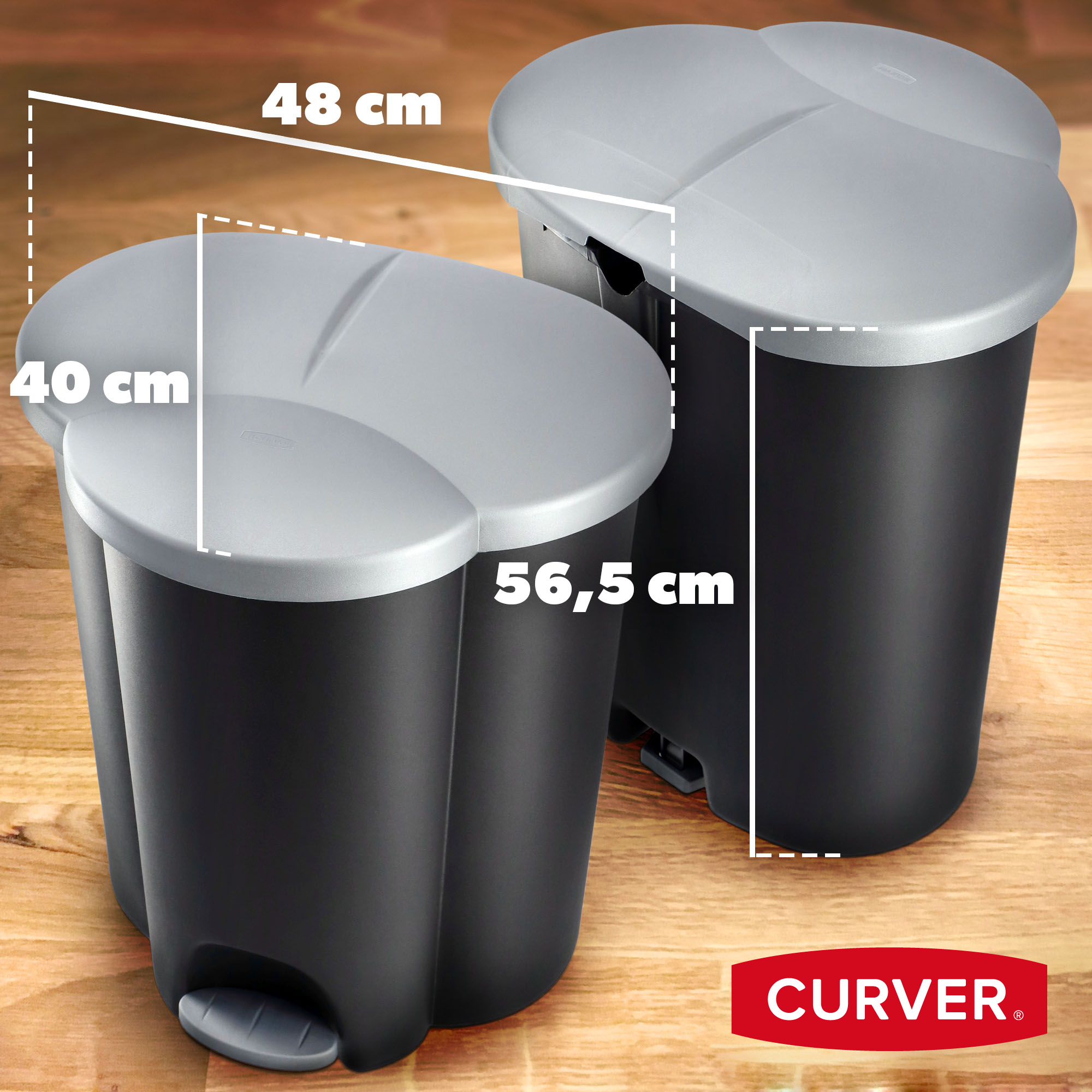 Kosz do segregacji odpadów Curver Trio 40L czarny