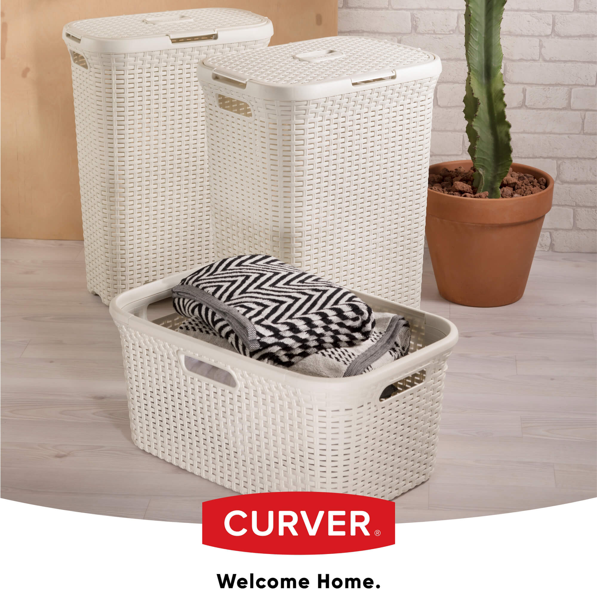 Pojemnik na bieliznę Curver Natural Style 45L kremowy