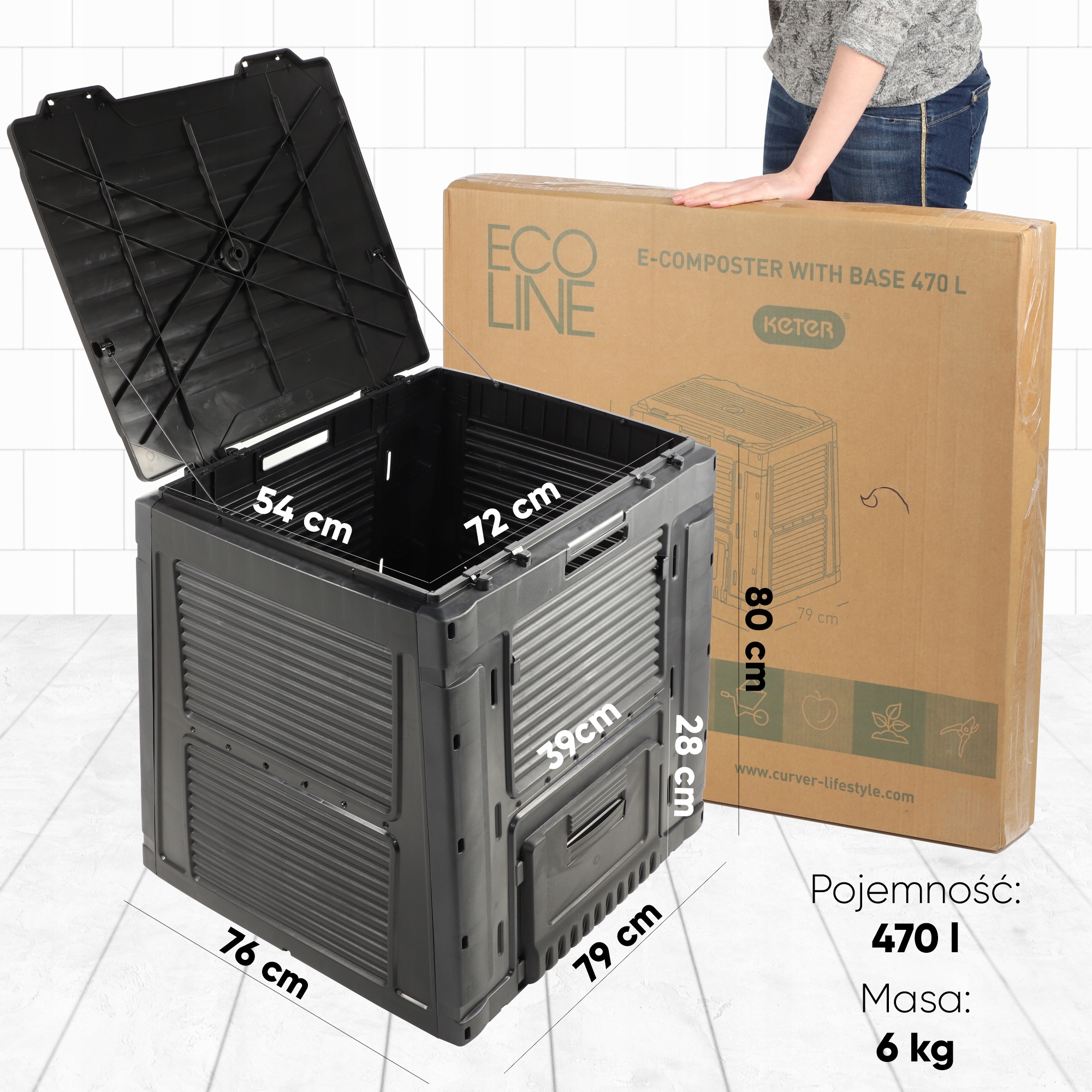 Kompostownik ogrodowy Keter 470L, czarny