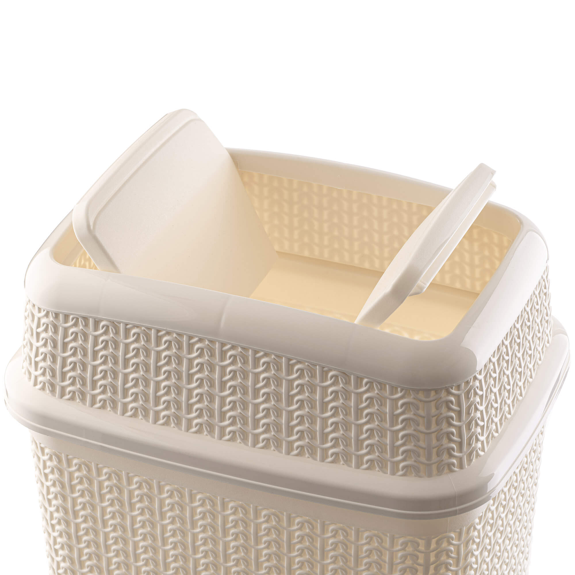 Kosz na śmieci Tonni z uchylną pokrywą 10L, kremowy