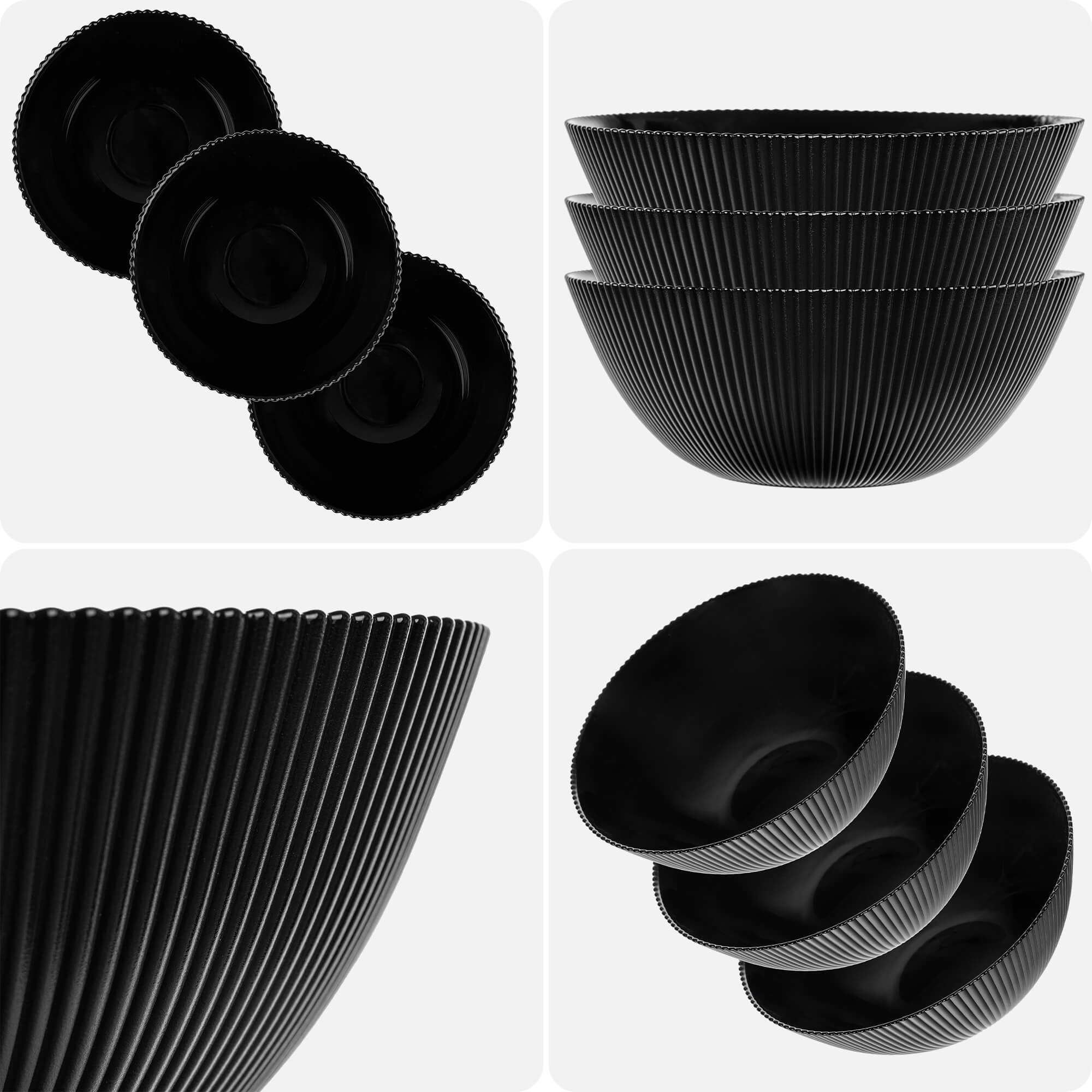 Salaterka szklana Regno 20.3 cm czarna 3 szt.