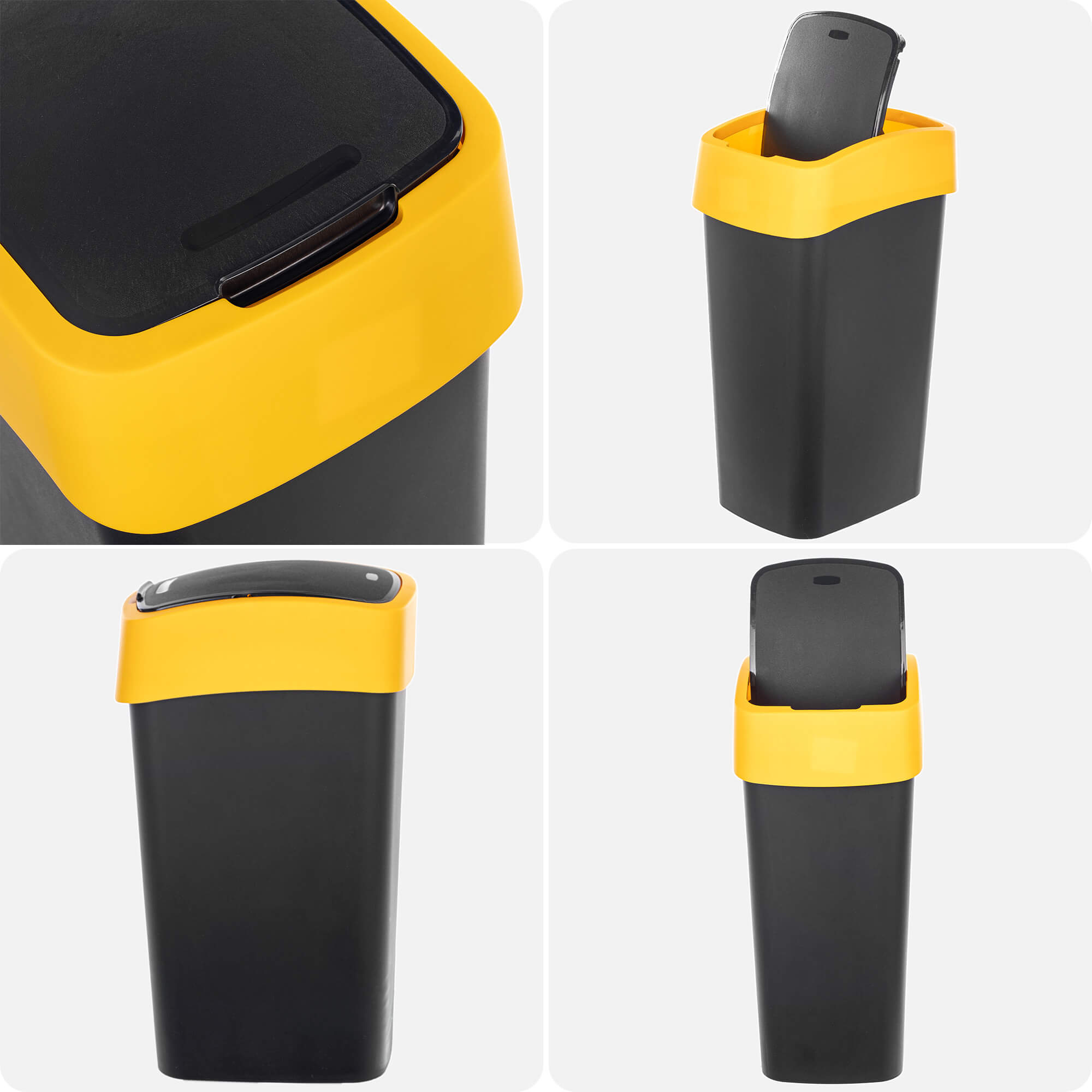 Kosz na śmieci Curver Flip Bin 45L czarno-żółty