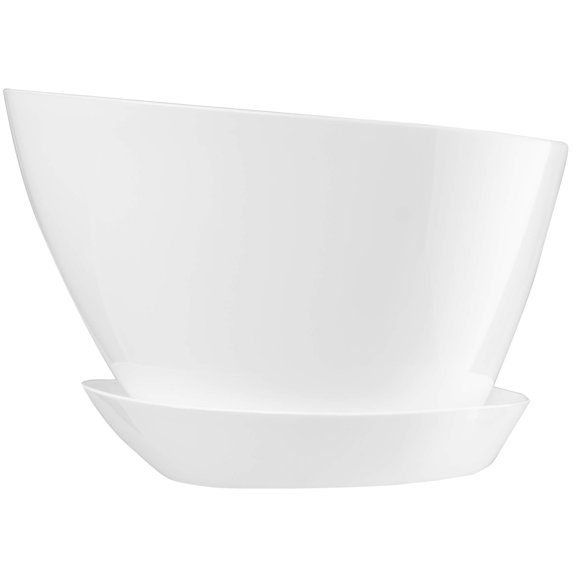 Doniczka trójkątna z podstawką 18 x 12 cm, biała