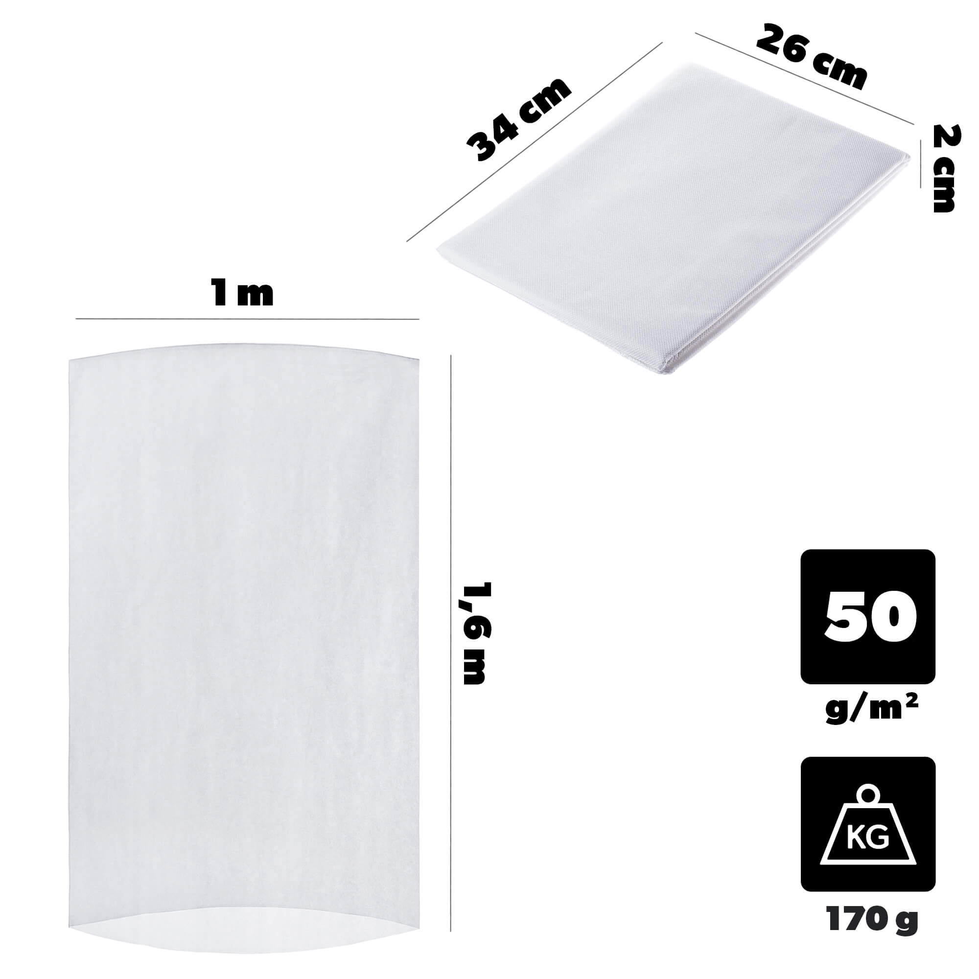 Kaptur ochronny na rośliny Vatan 1 x 1.6 m 50 g/m² biały 1 szt.