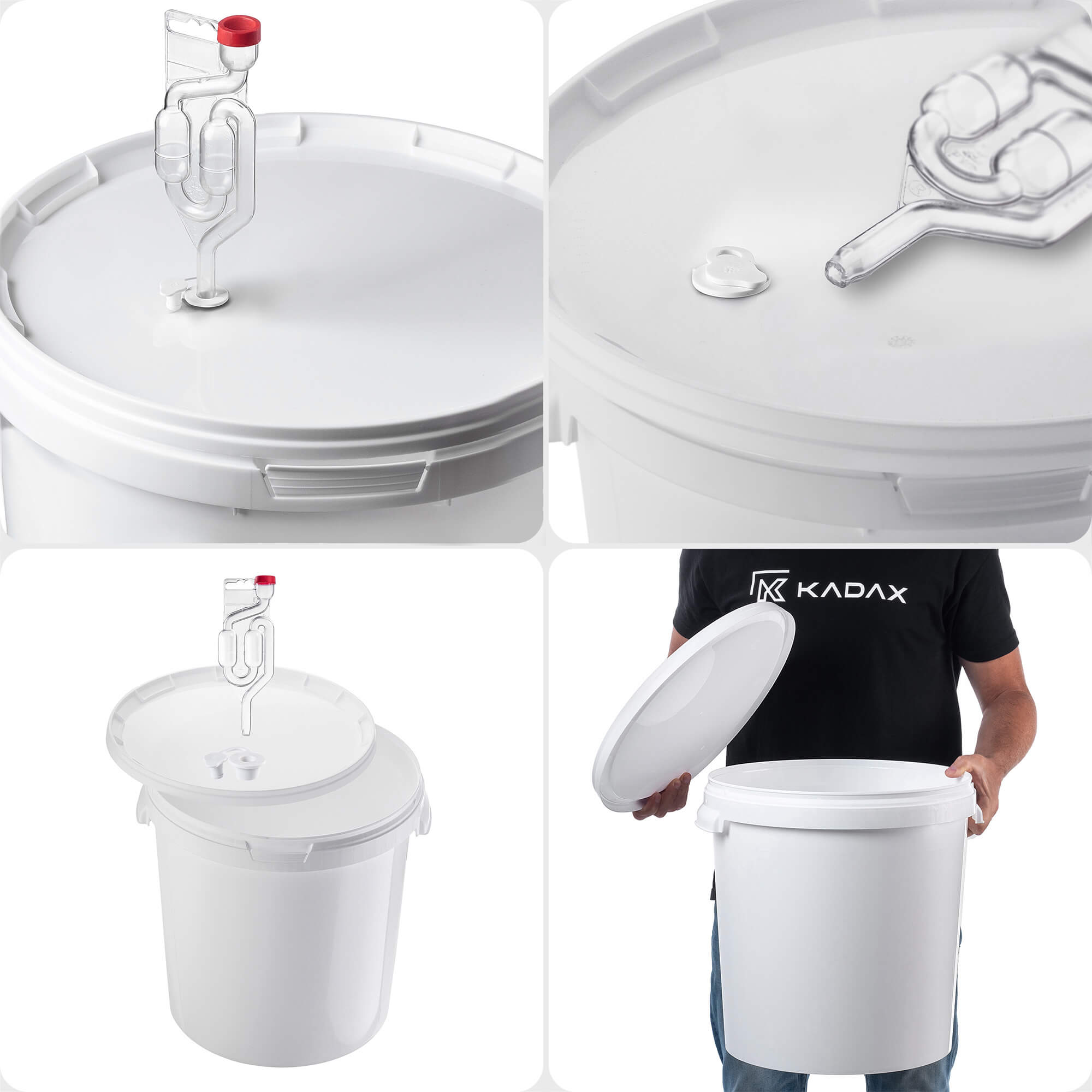 Pojemnik fermentacyjny Acerra z pokrywą 33L biały + korek + rurka fermentacyjna