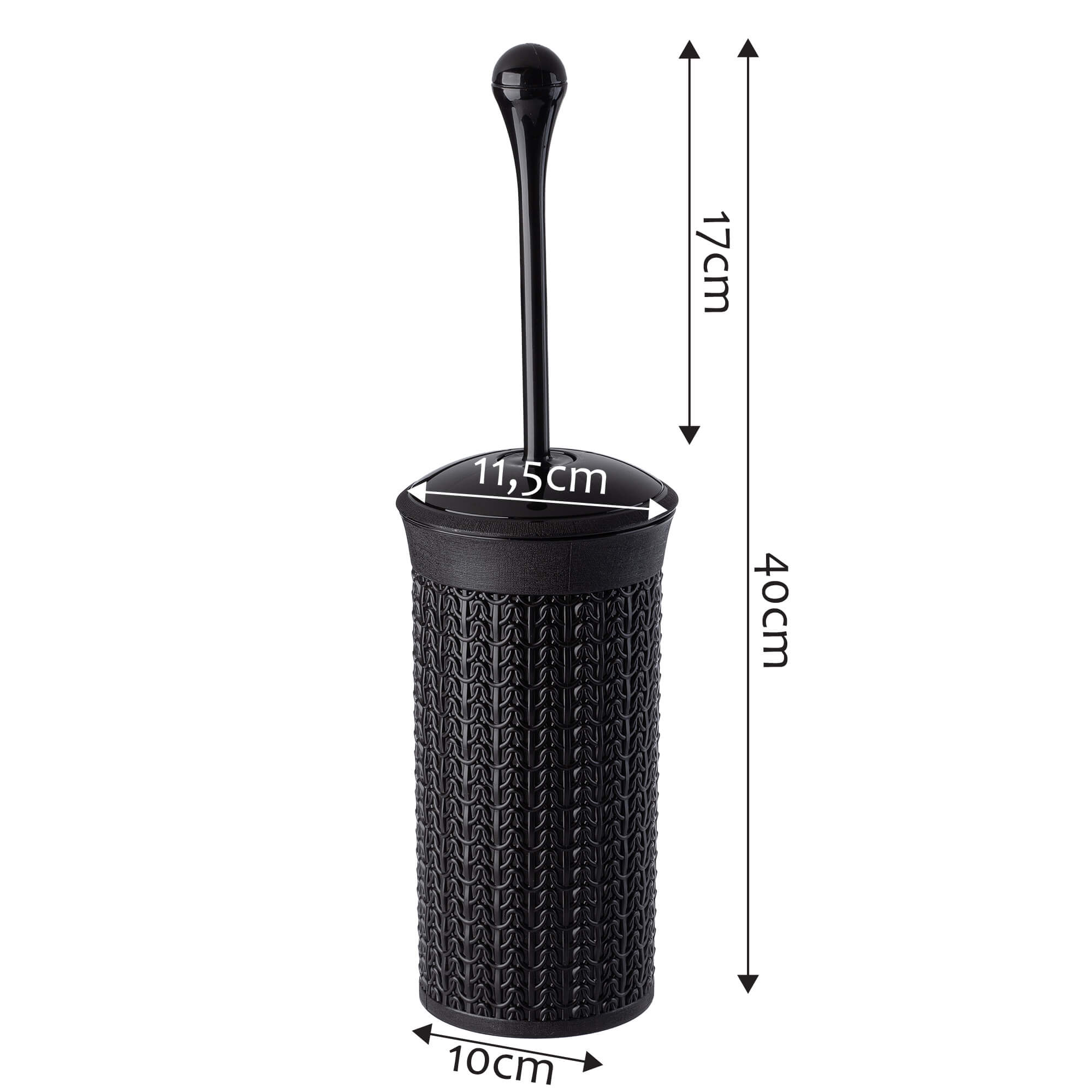 Szczotka do WC z pojemnikiem Linxe, 40 cm, czarna