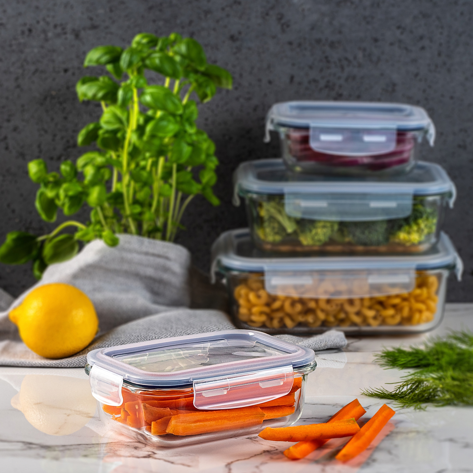 Szklany pojemnik na żywność Athie 640ml prostokątny