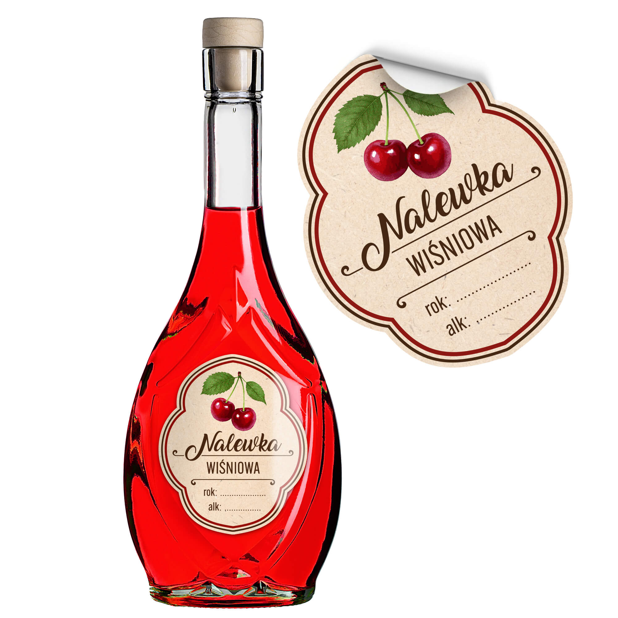 Etykiety na butelki Serre "Nalewka wiśniowa" 10 szt.