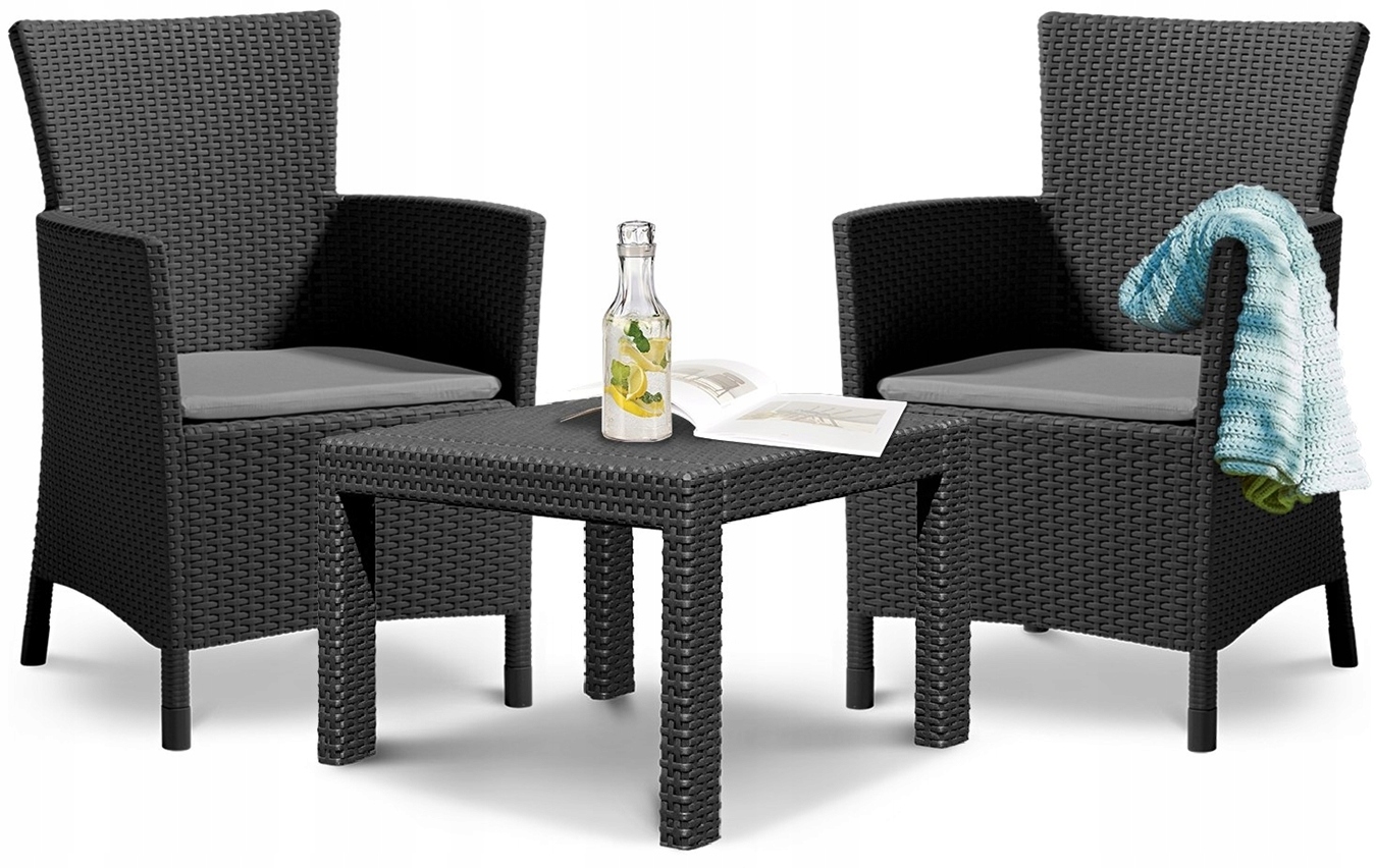 Zestaw mebli Keter Rosario 2 krzesła + stolik kawowy grafit