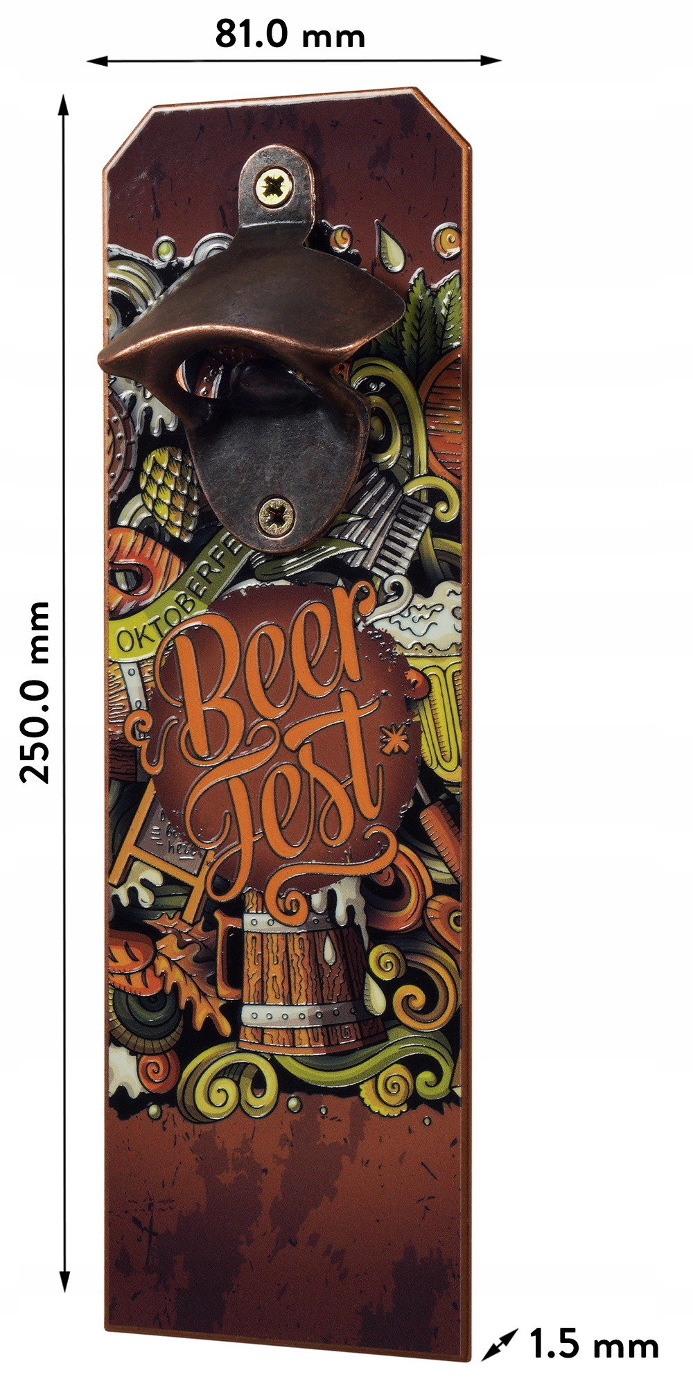 Otwieracz ścienny do butelek Civens, 8 x 25 cm, beerfest