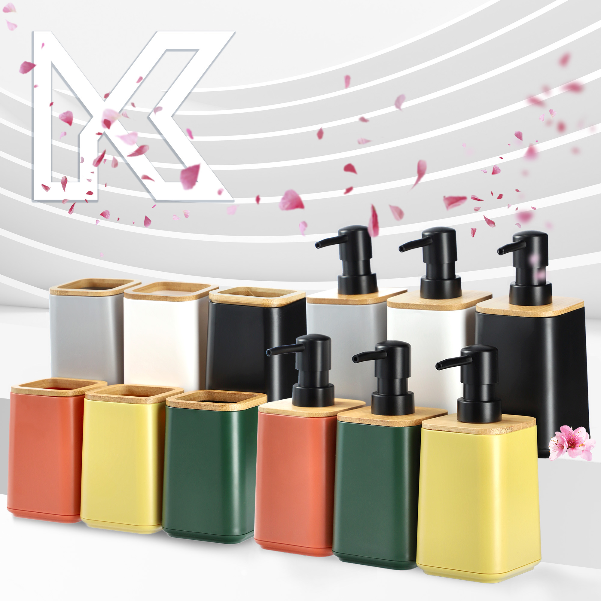 Zestaw Carrara Dozownik na mydło + Kubek łazienkowy, szary