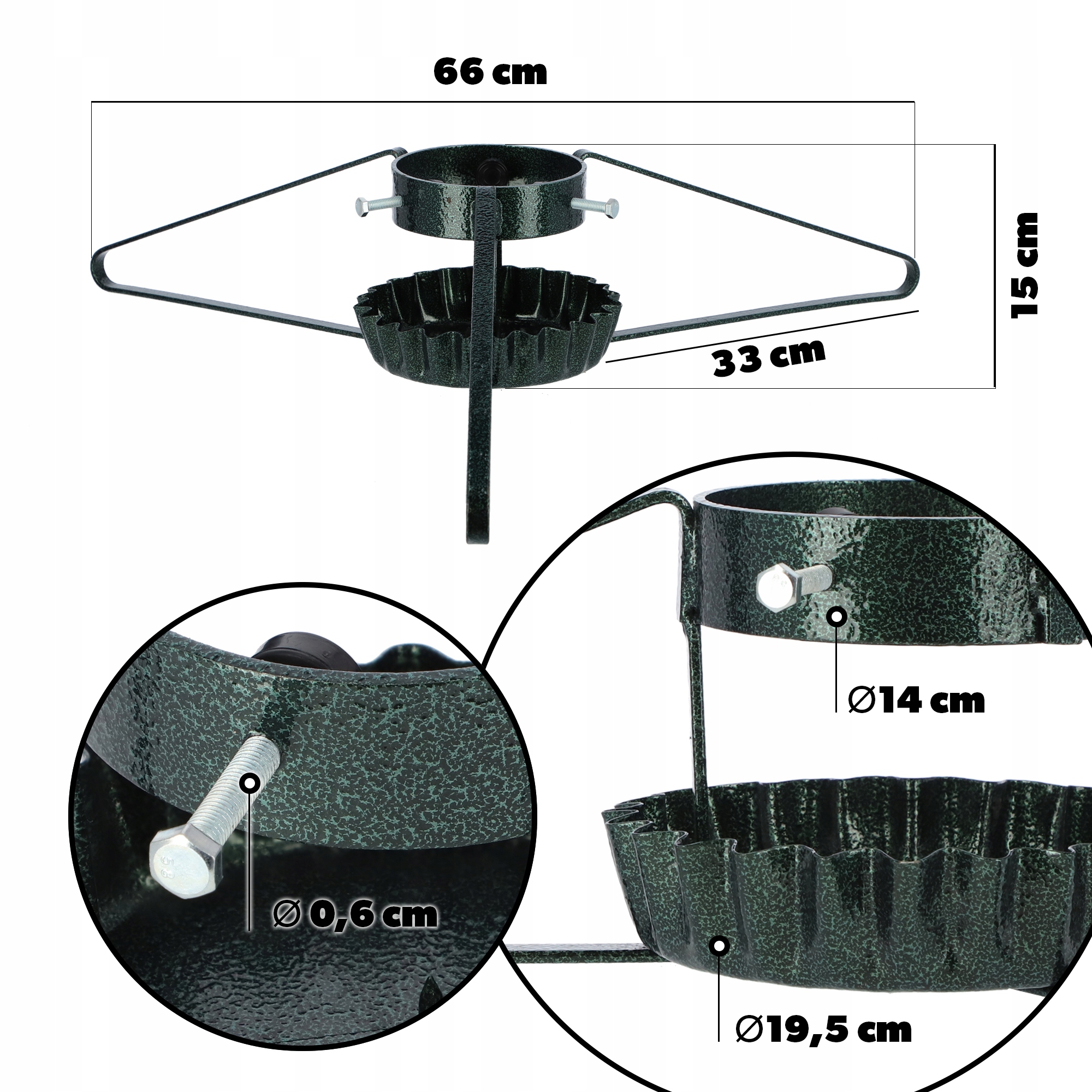 Metalowy stojak na choinkę 66cm zielony