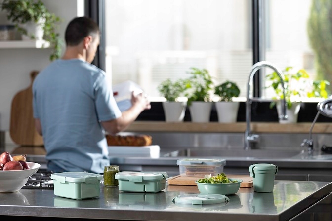 Pojemnik na żywość okrągły 1L Curver Smart Eco, zielony