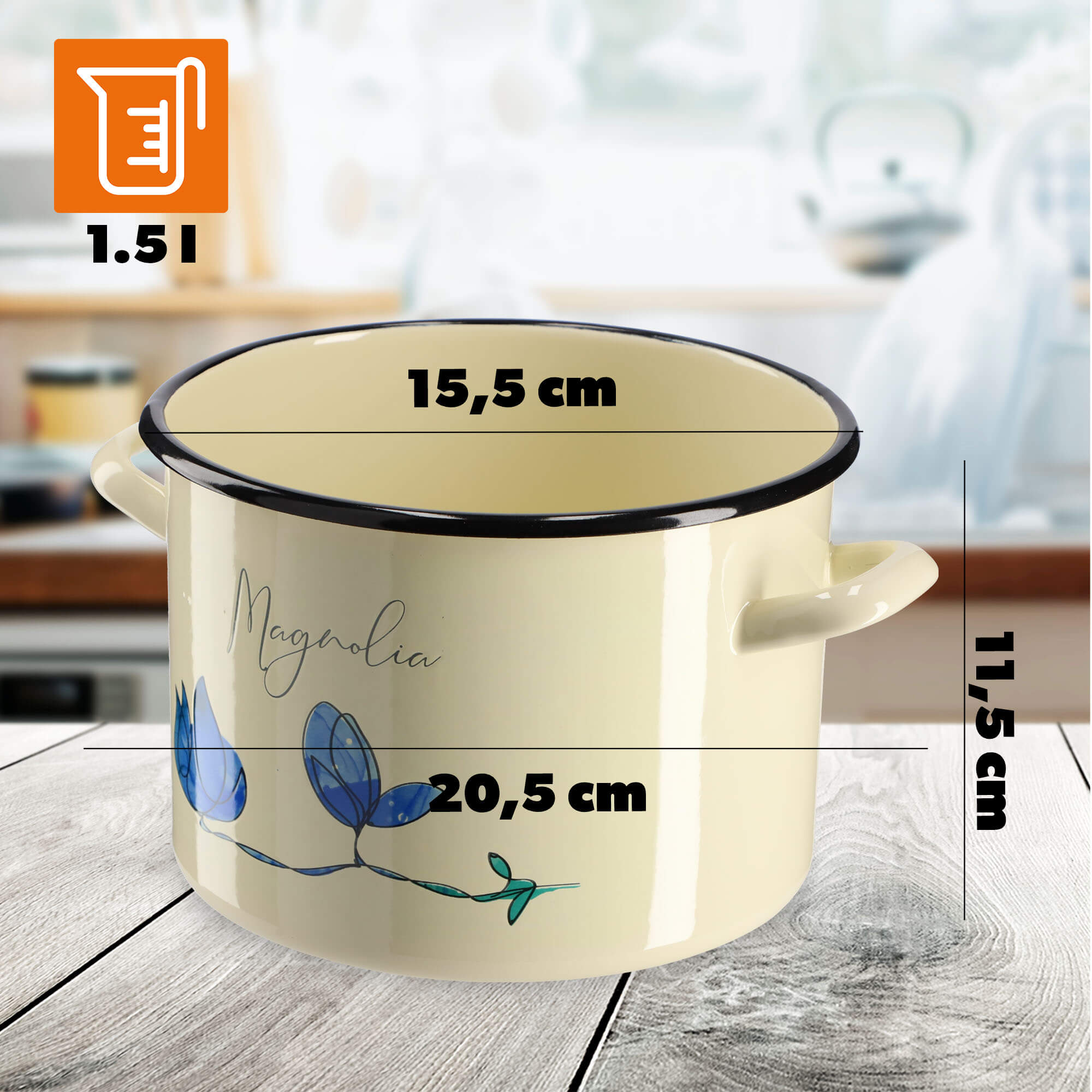 Garnek Emaliowany Luca 1.5L, magnolia