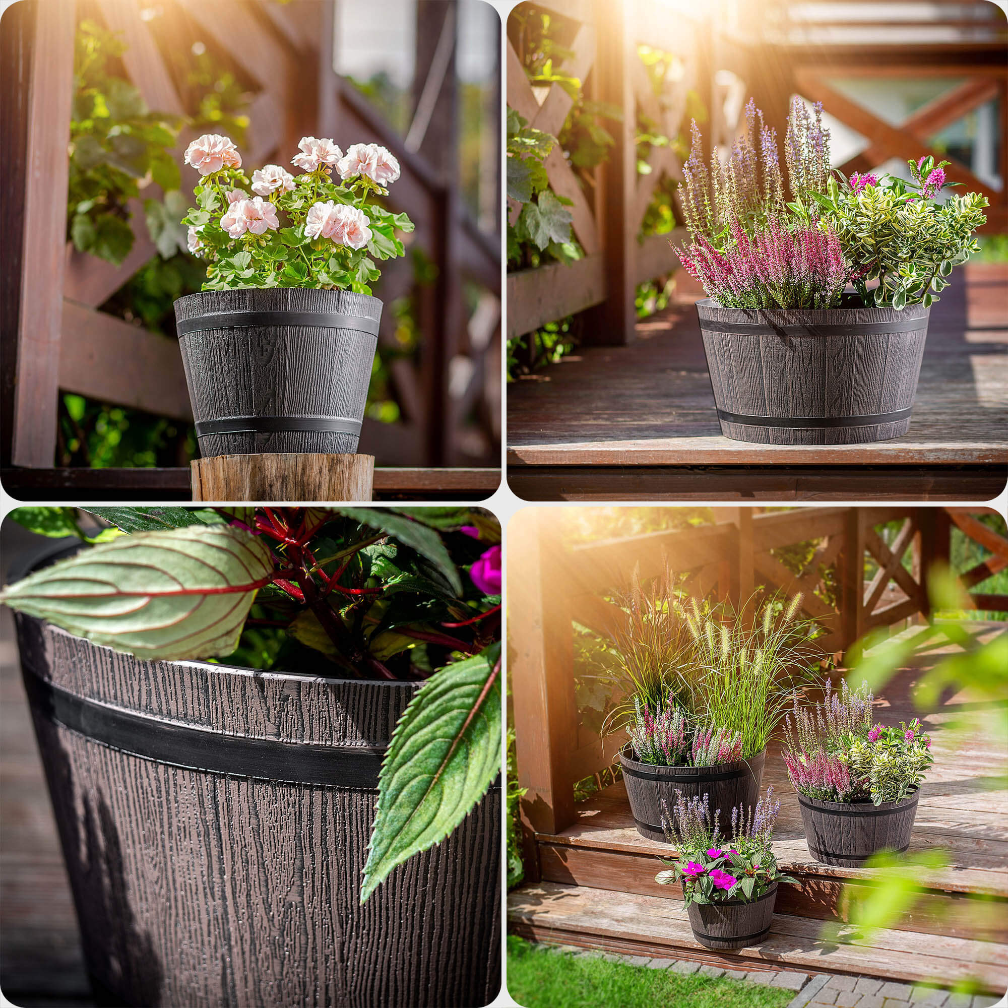 Donica na kwiaty Sori 50 cm, ciemny brąz