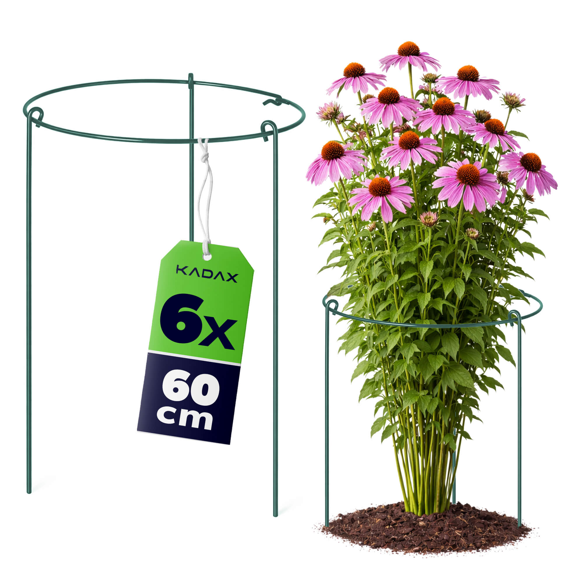 Podpora ogrodowa Mahet okrągła 60 cm stalowa zielona 6 szt.