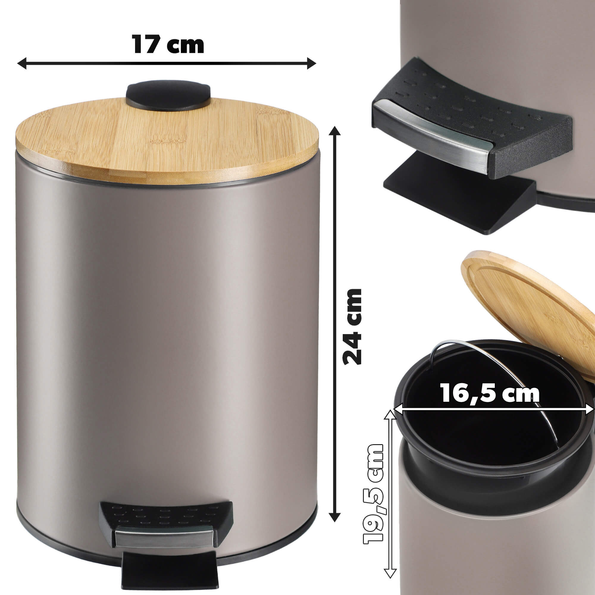 Kosz łazienkowy Linter beżowy, 3L