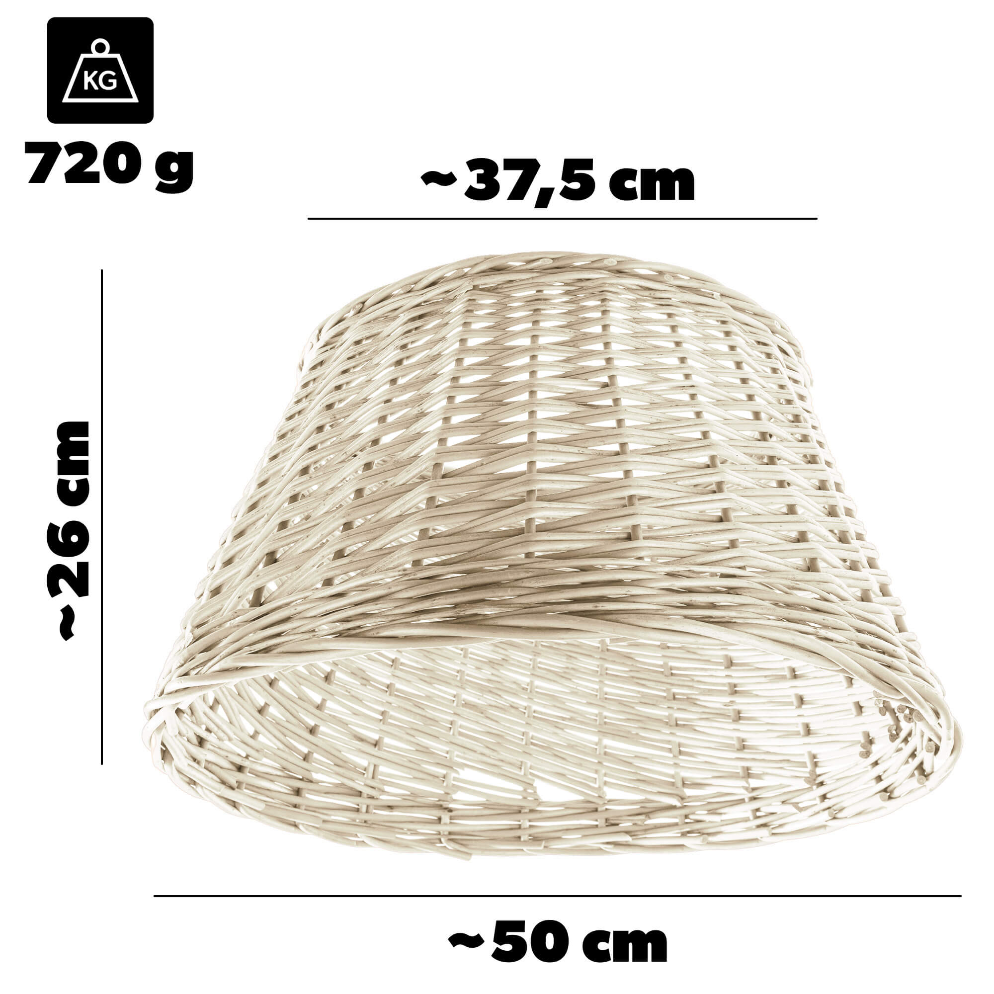 Osłona wiklinowa choinkowa naturalna Aliano 50cm biała