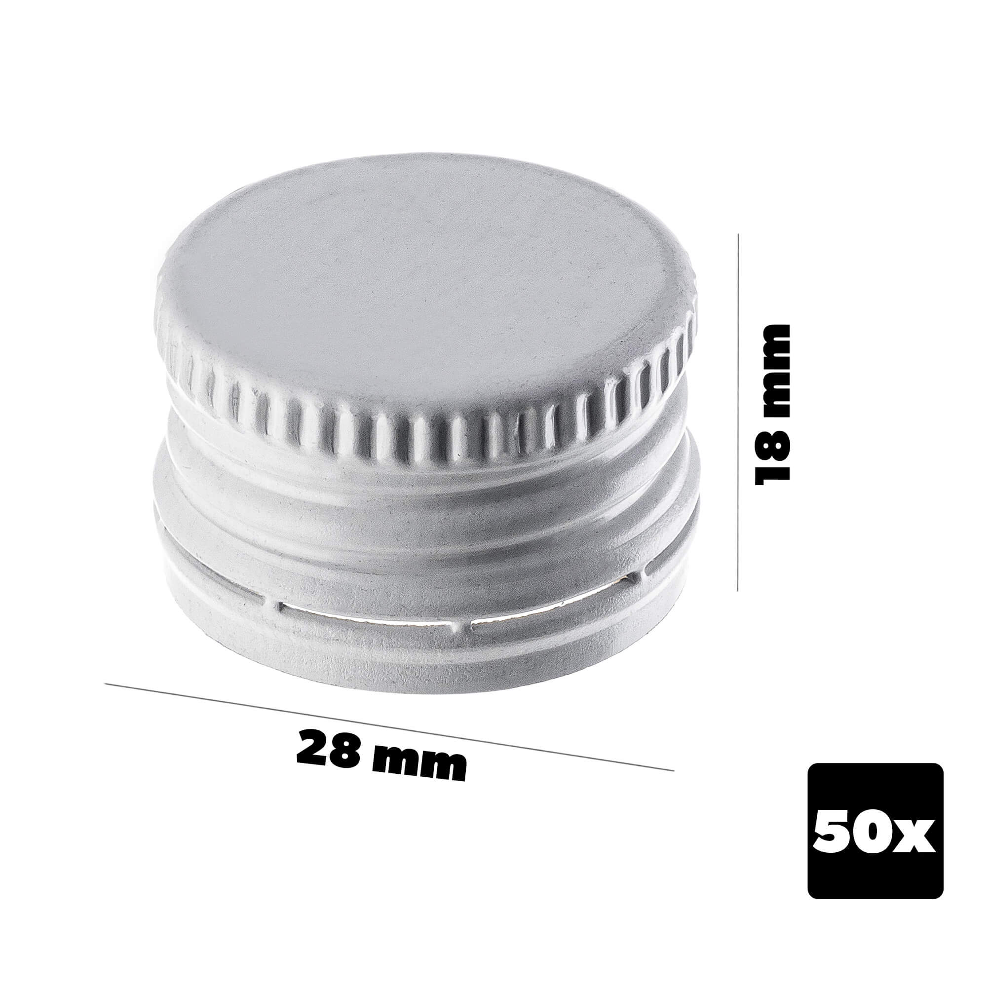 Aluminiowa zakrętka do butelek Annot fi 28mm biała 50 szt.