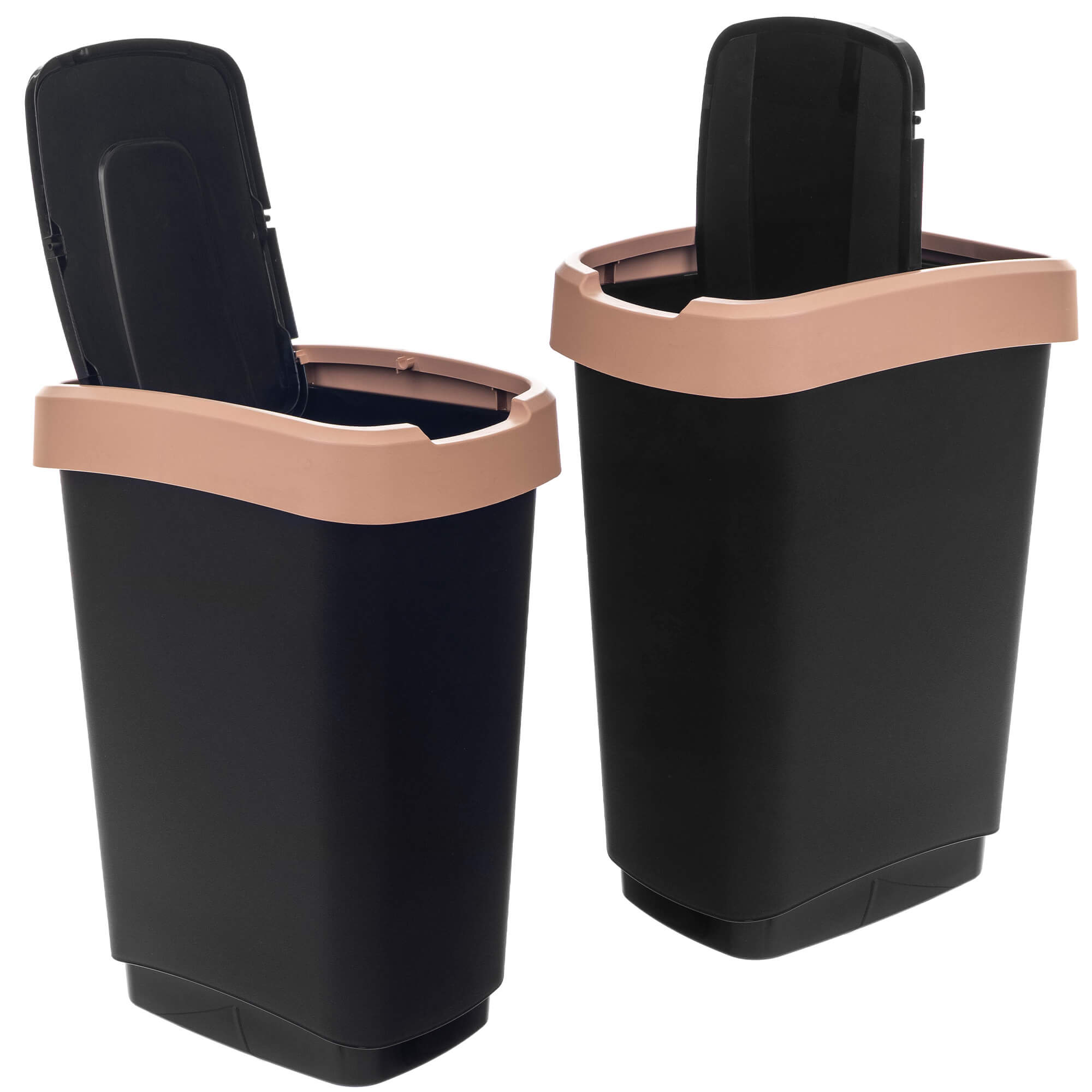 Kosz na śmieci Morin 25L z klapą obrotową czarno-brązowy