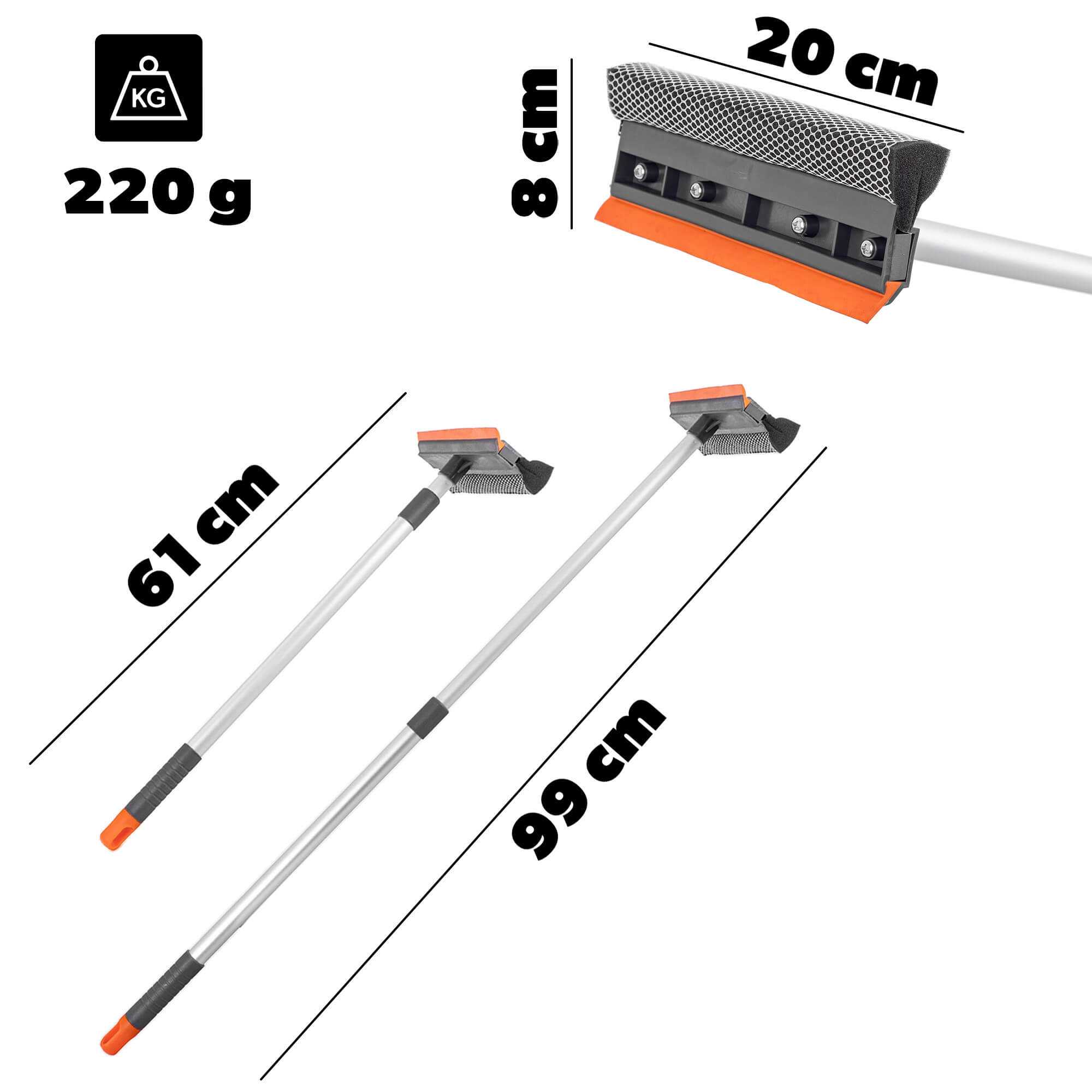 Ściągaczka teleskopowa z gąbką do mycia szyb Ranes 60-100 x 20 cm