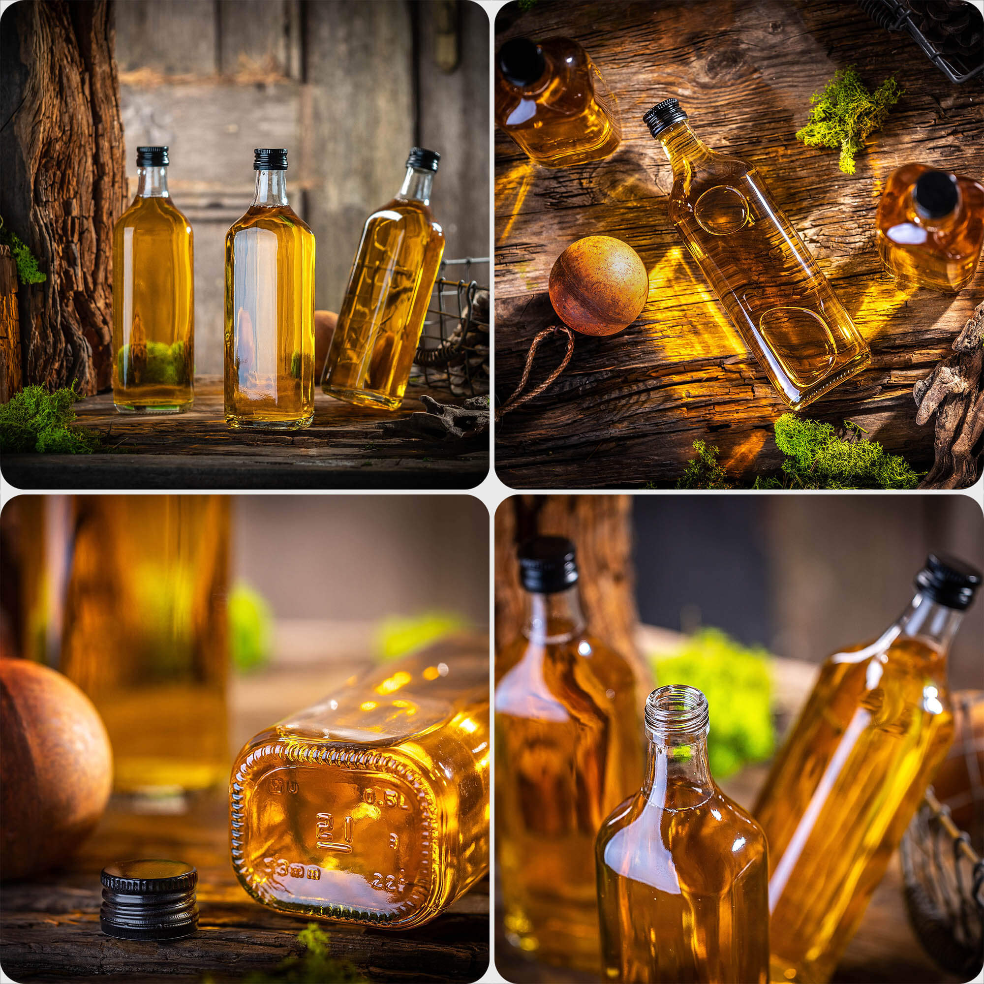 Szklana butelka na whisky Vigna 500ml z czarną zakrętką 20 szt.