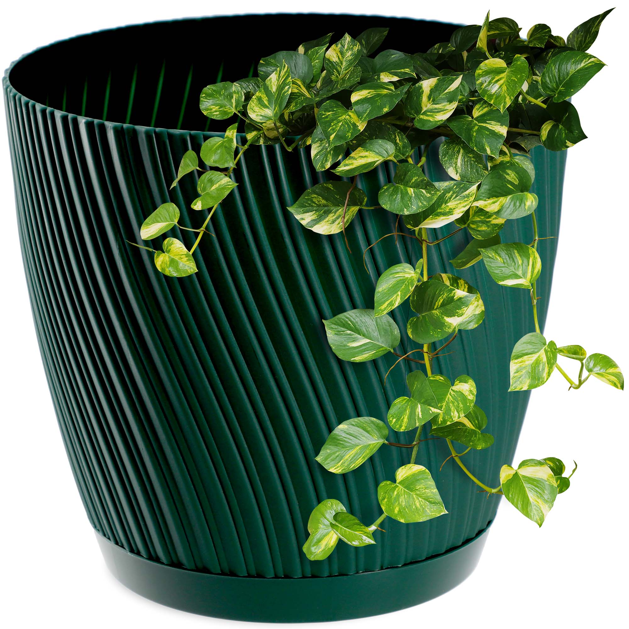 Doniczka z podstawką Tubas 19 cm, zielona